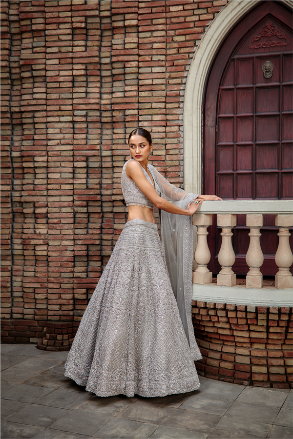 Grey lehenga skirt best sale