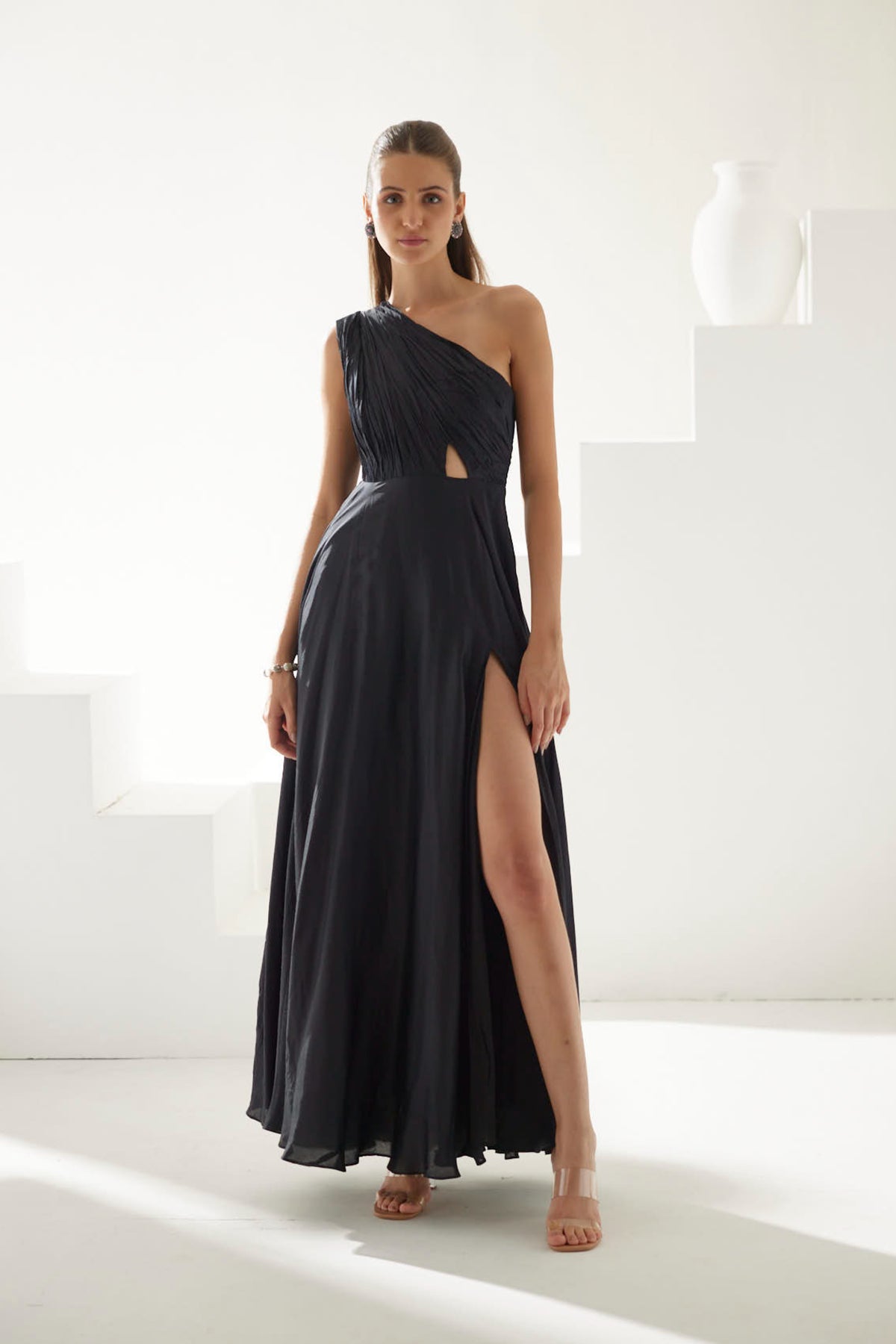 Black One Shoulder Maxi Dress