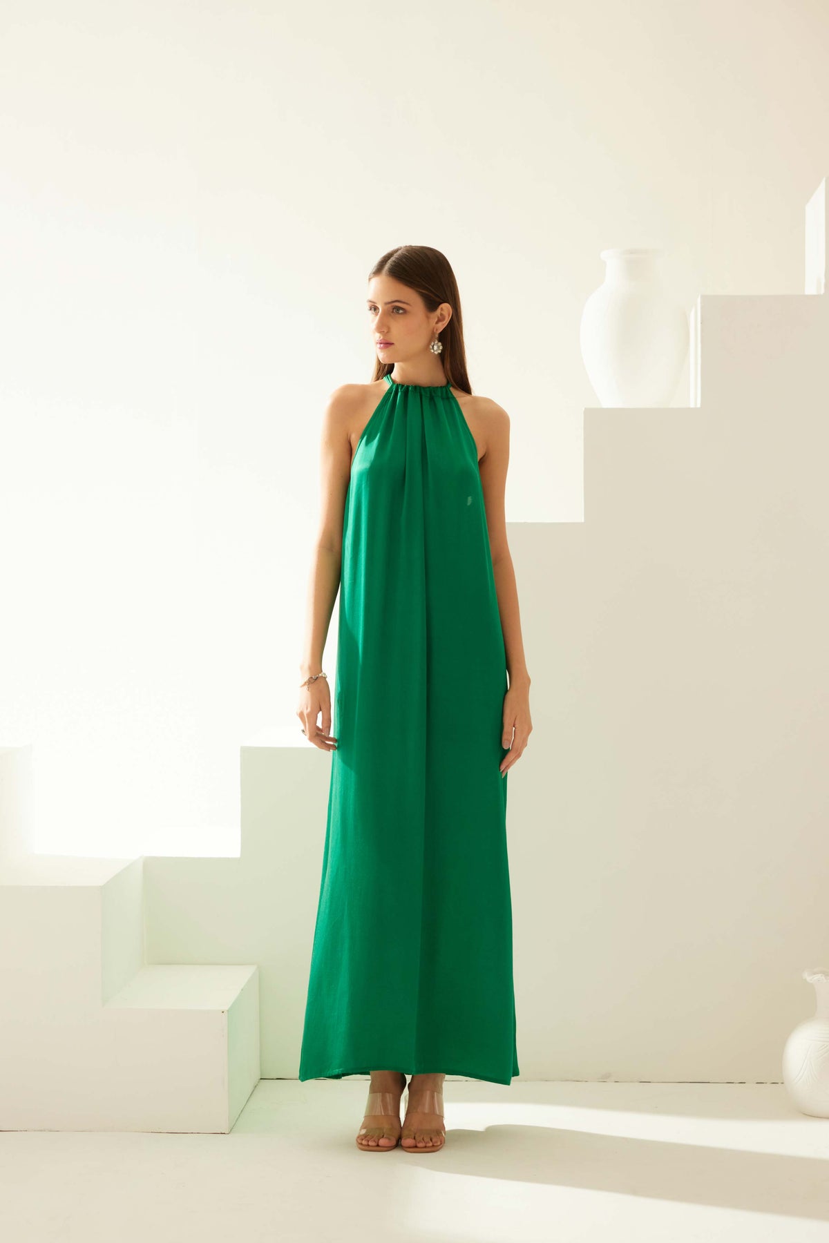 Green Halter Maxi Dress