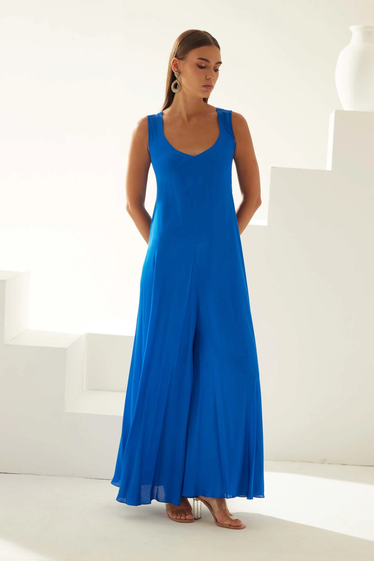 Cobalt Blue Sleeveless Jumpsuit