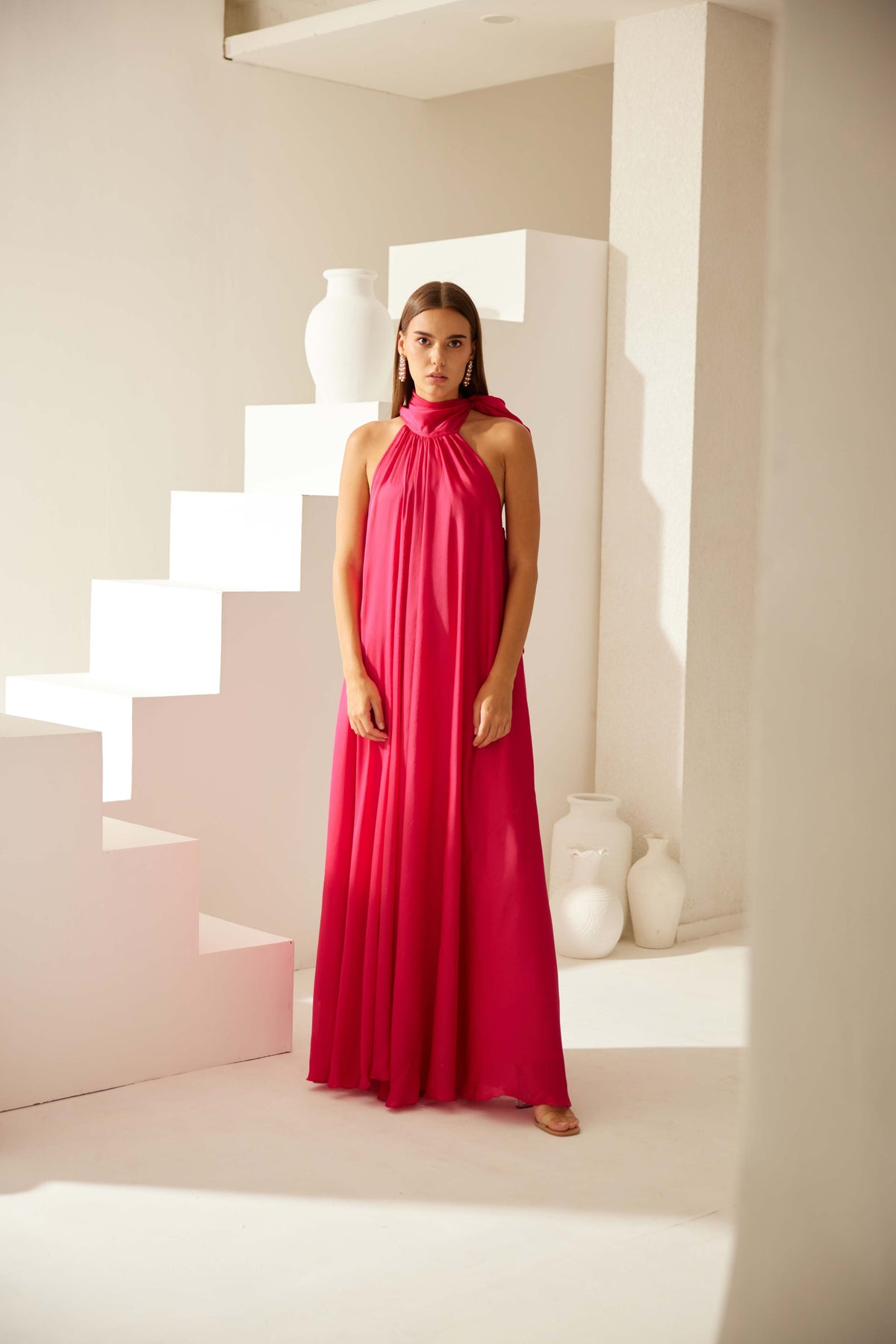 Red Halter Maxi Dress