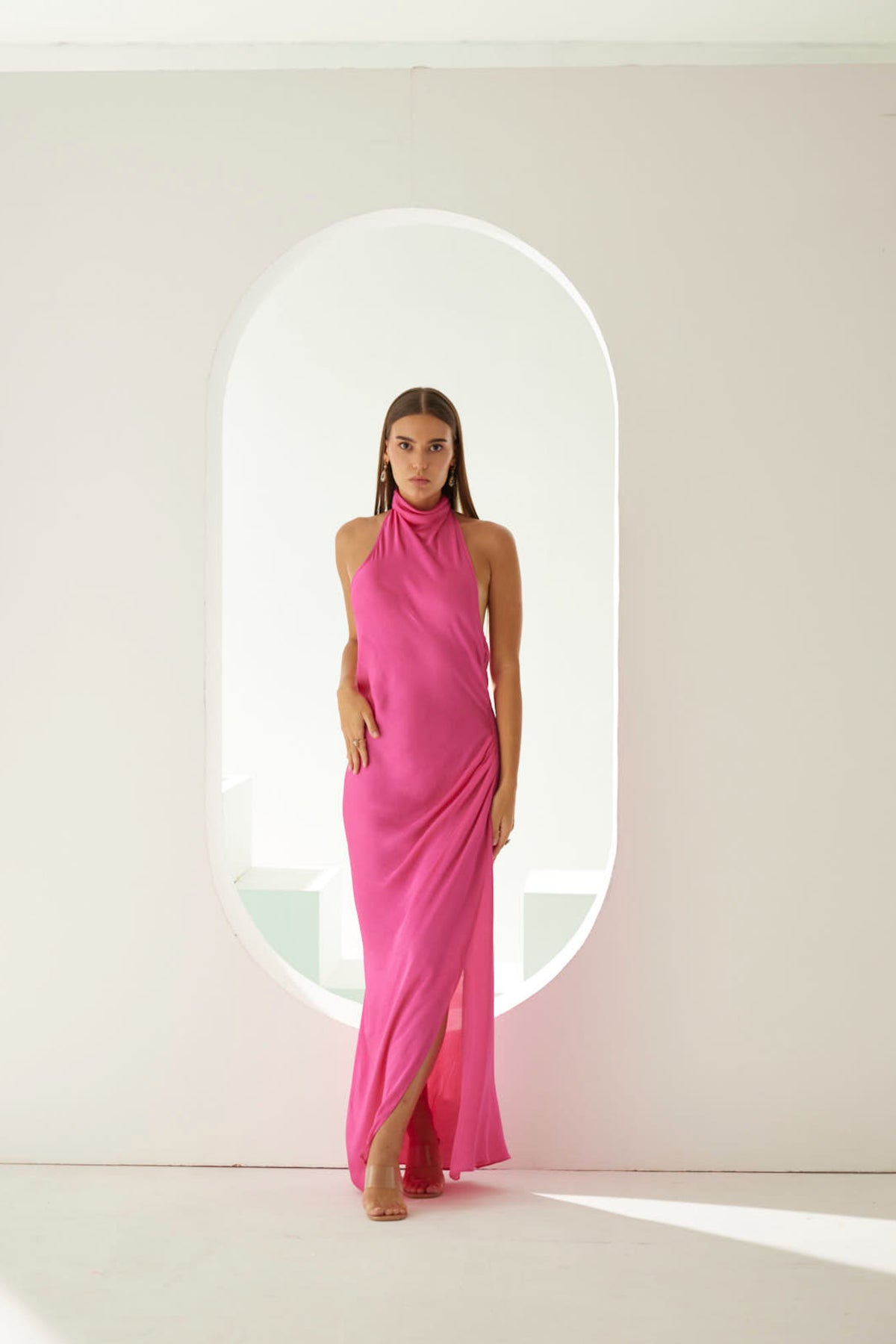 Pink Halter Maxi Dress