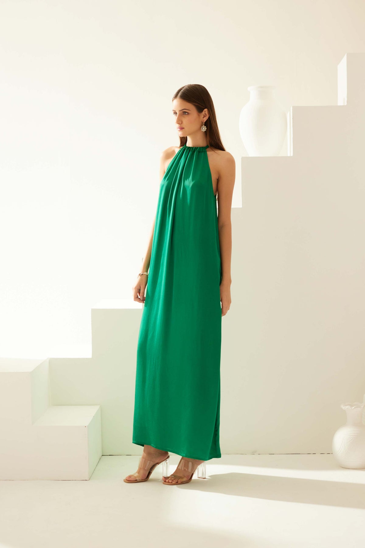 Green Halter Maxi Dress