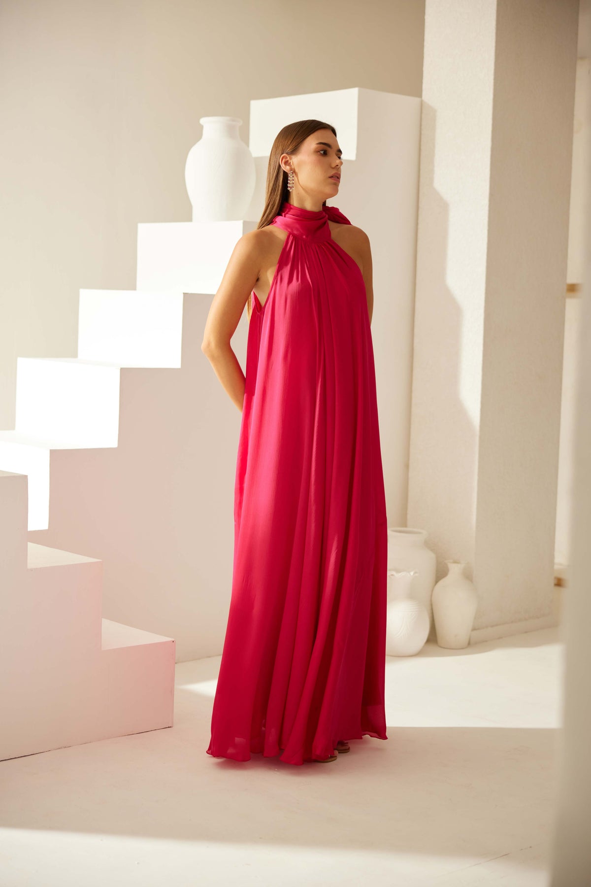 Red Halter Maxi Dress