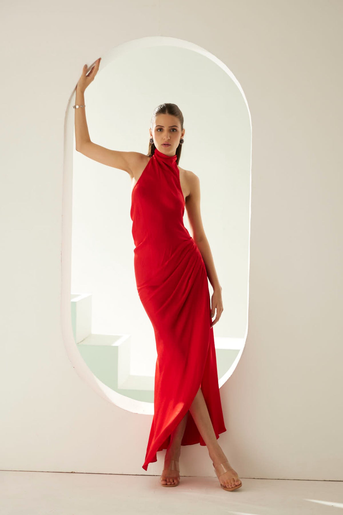 Red Halter Maxi Dress