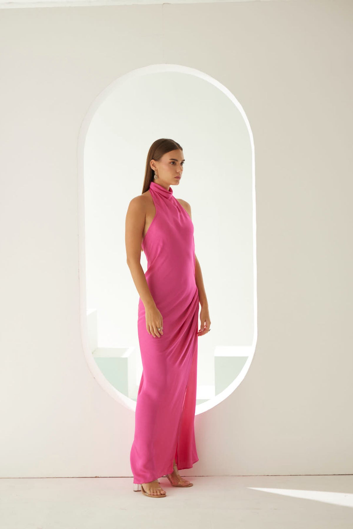 Pink Halter Maxi Dress