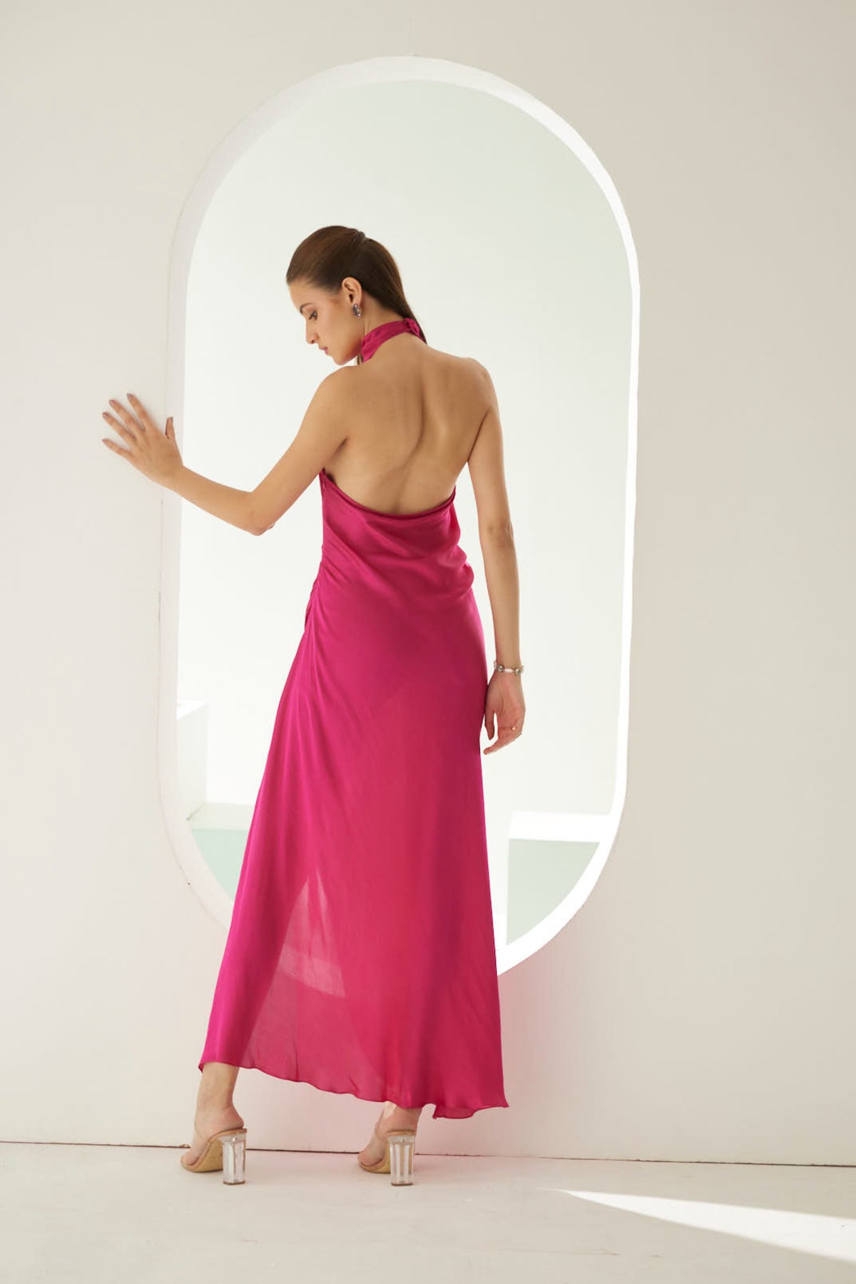 Hot Pink Halter Maxi Dress