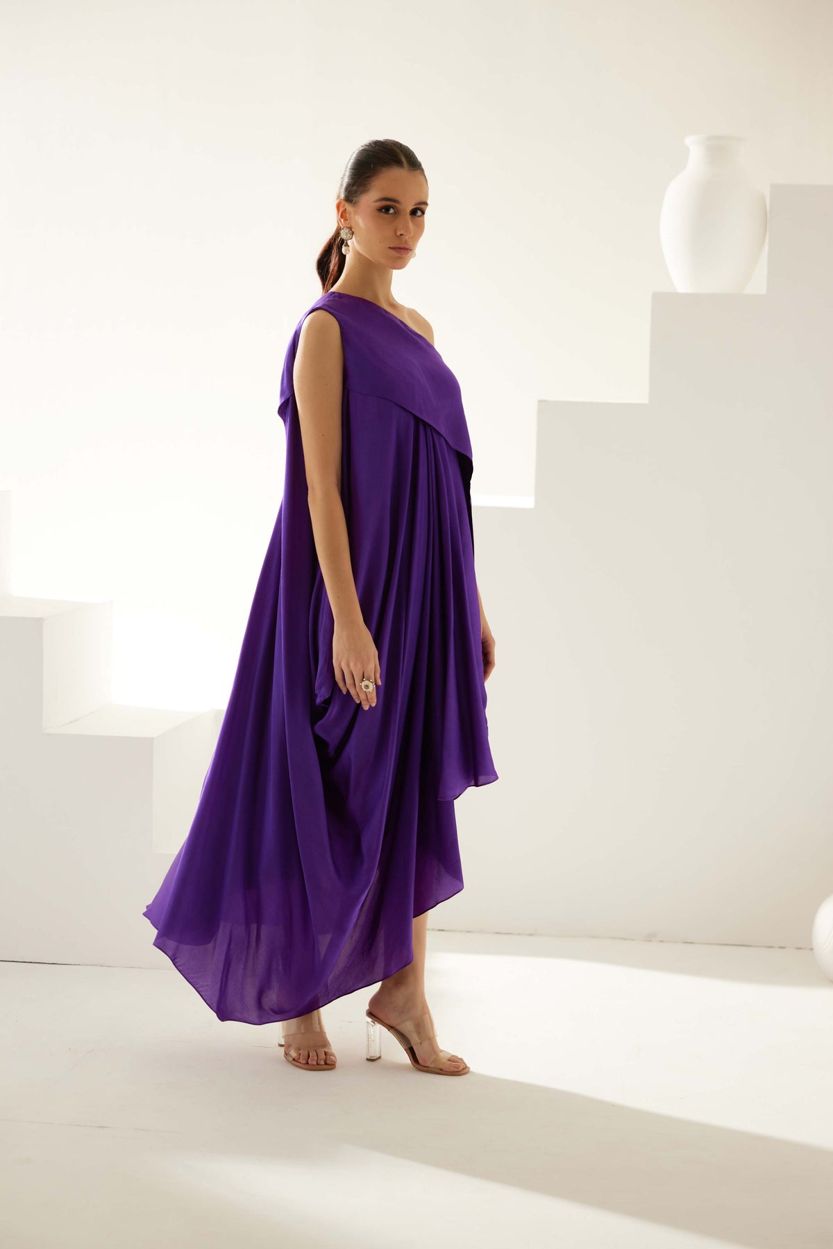 Purple Aysmmetrical Maxi Dress