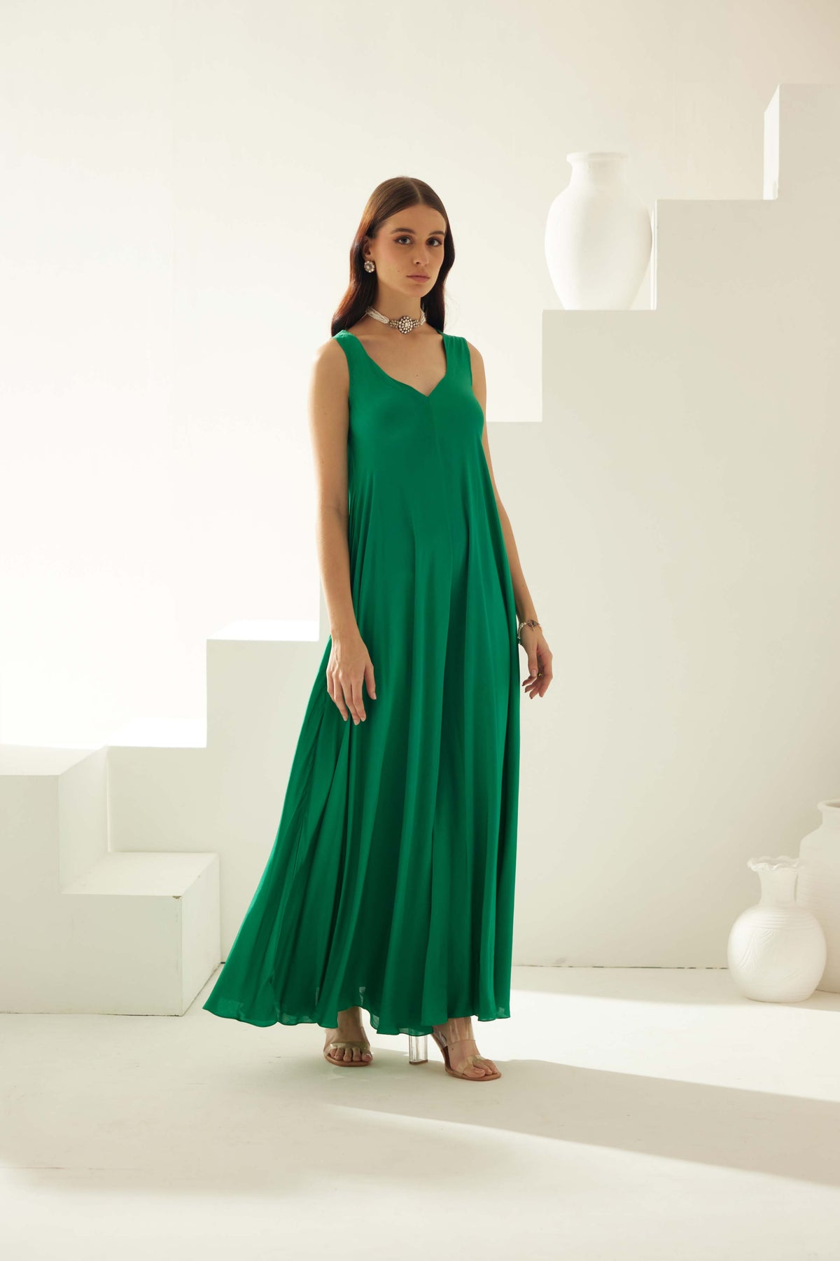 Green Sleeveless Jumpsuit