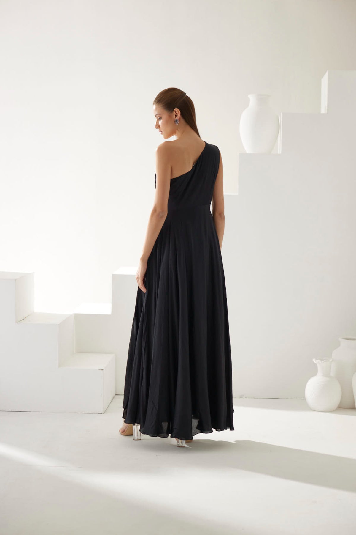 Black One Shoulder Maxi Dress