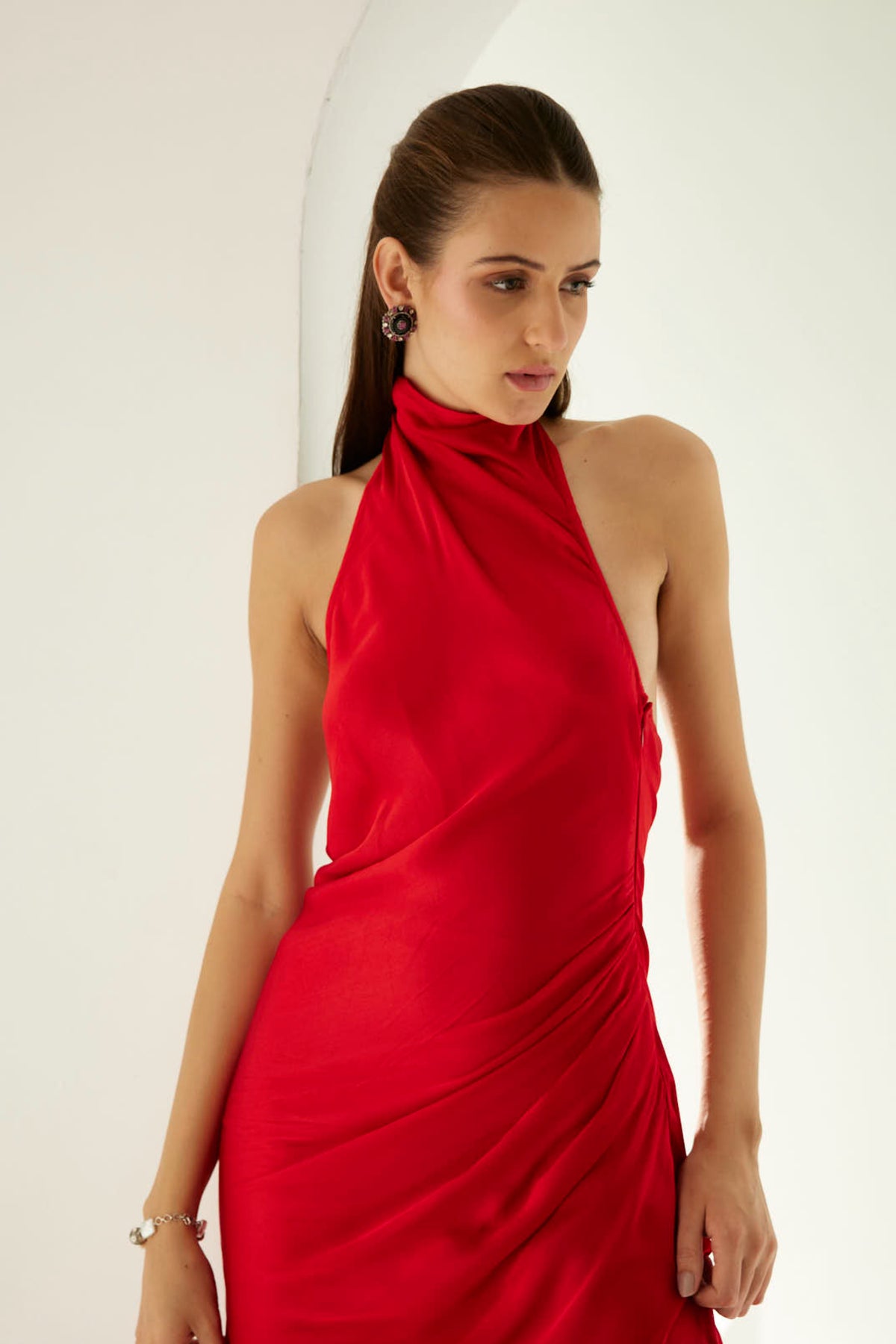 Red Halter Maxi Dress