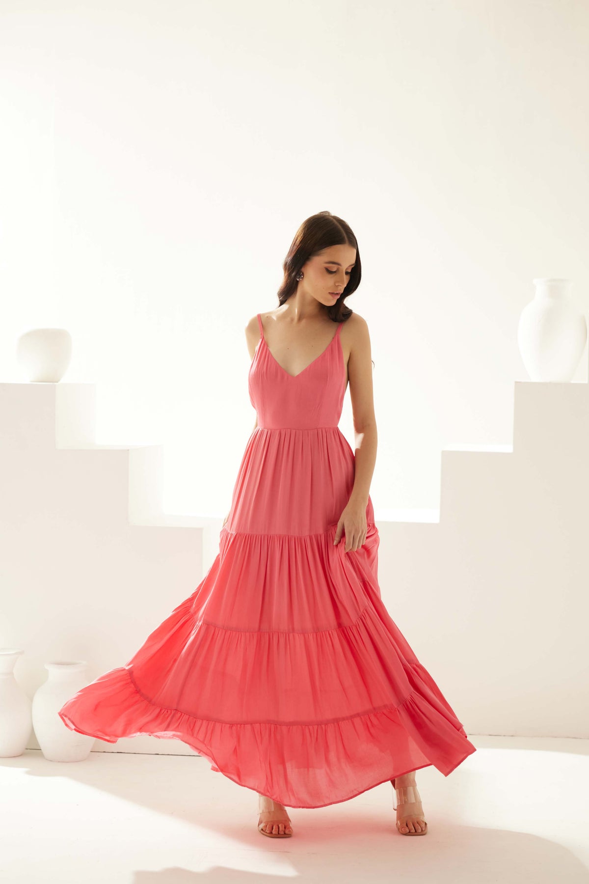 Peach Tier Maxi Dress