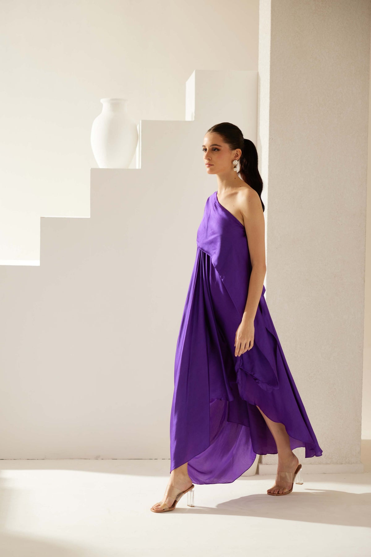 Purple Aysmmetrical Maxi Dress