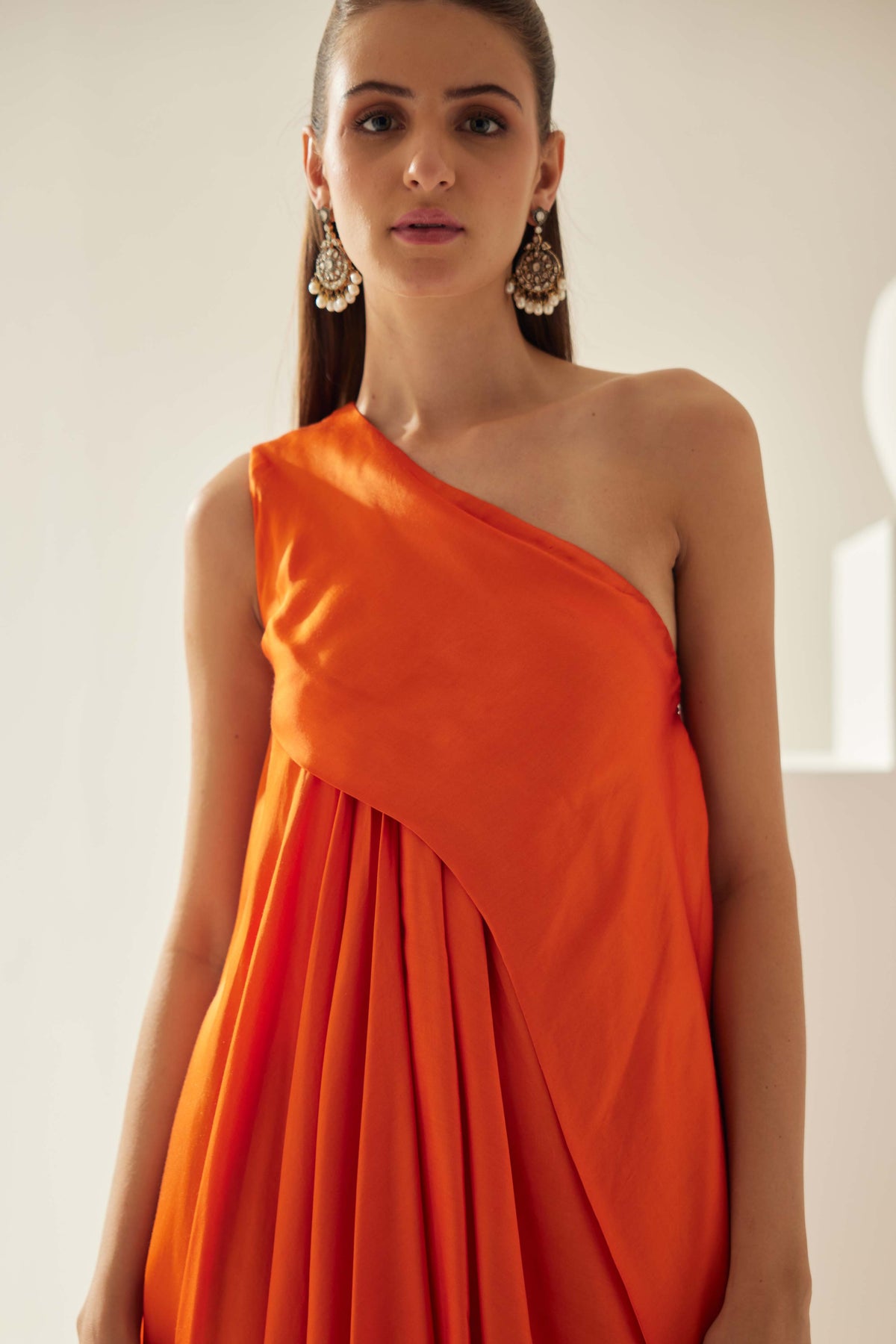 Orange Aysmmetrical Maxi Dress