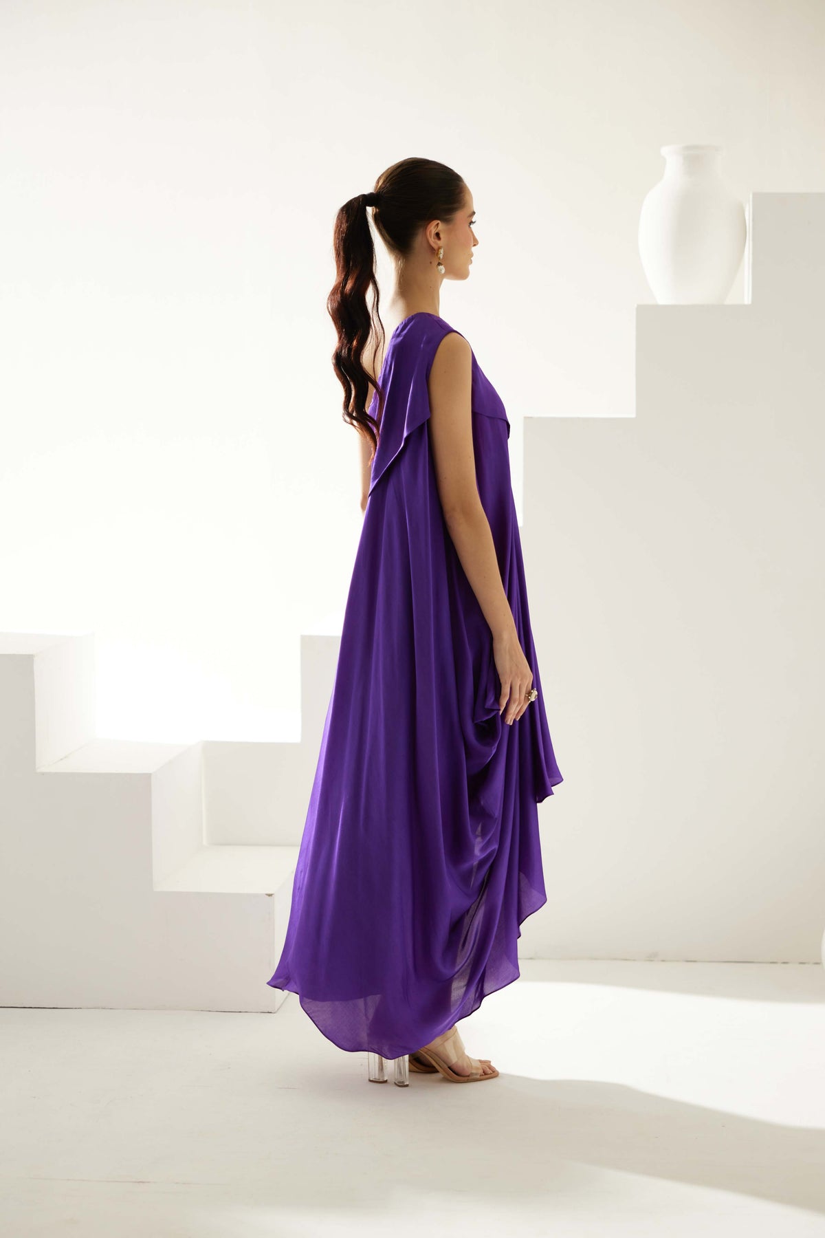 Purple Aysmmetrical Maxi Dress