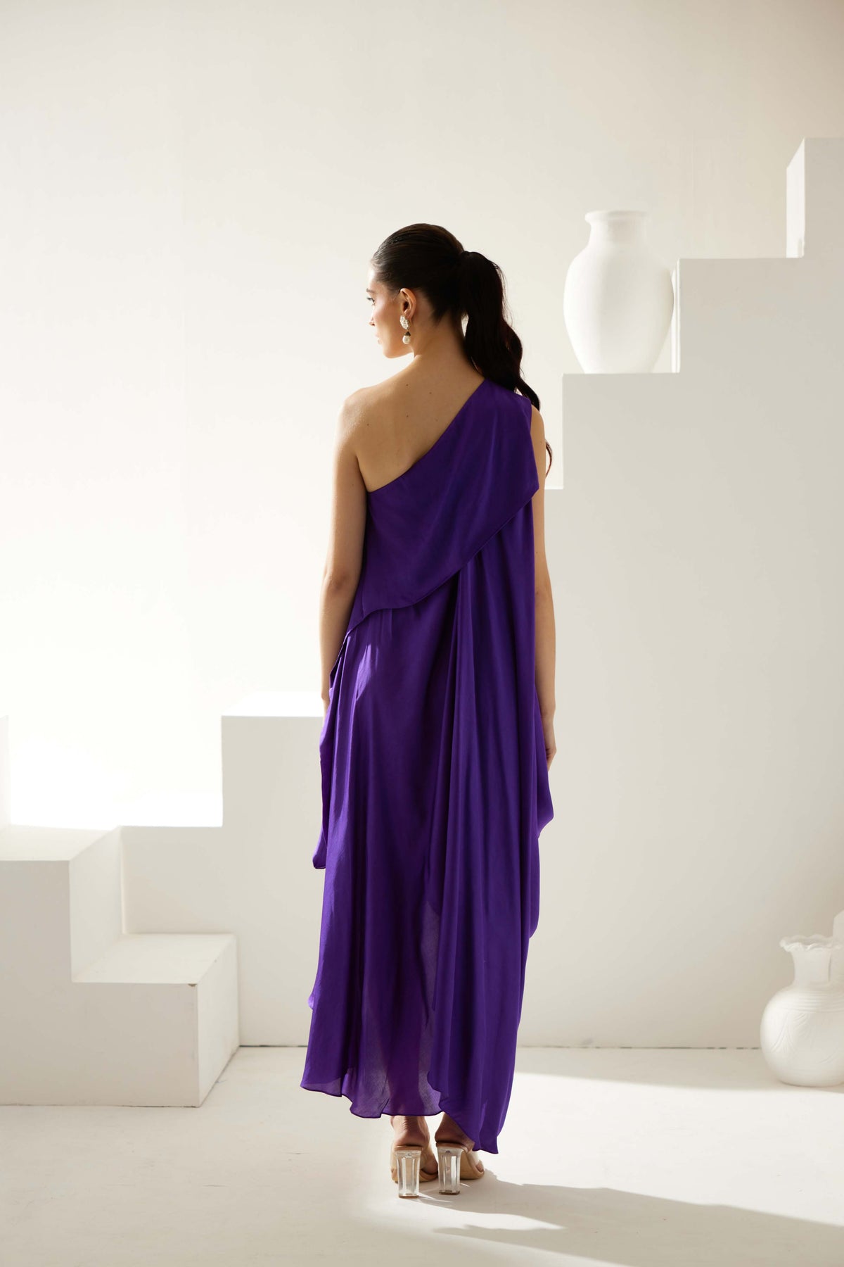 Purple Aysmmetrical Maxi Dress