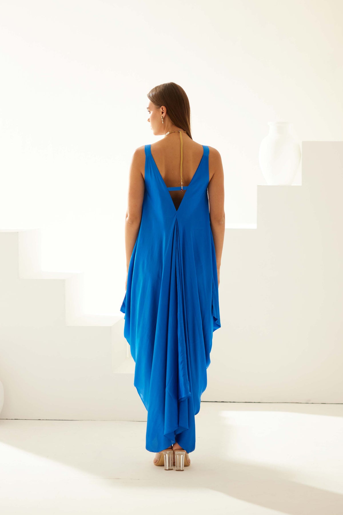 Cobalt Blue Satin Maxi Dress