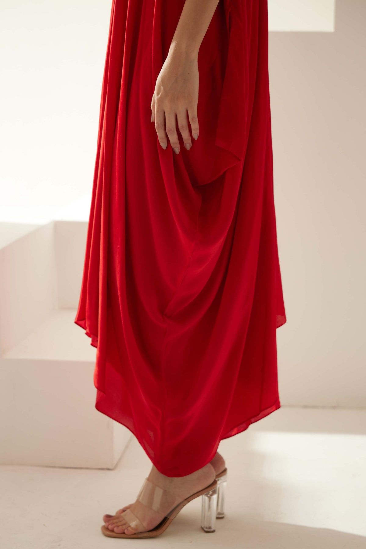 Red Drape Maxi Dress