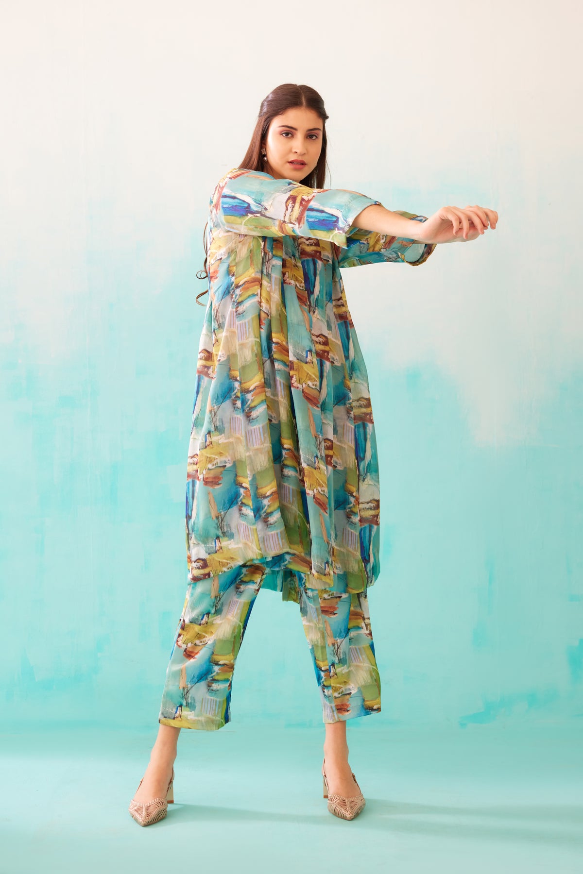 Brushstroke Printed Pleat Tunic