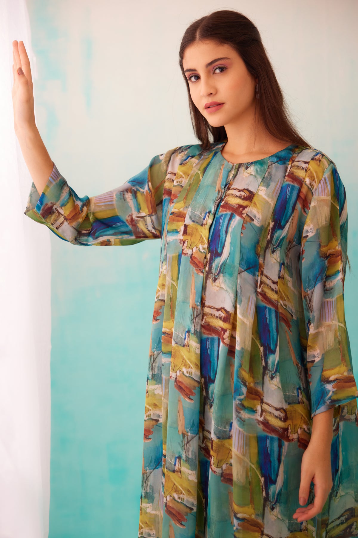 Brushstroke Printed Pleat Tunic