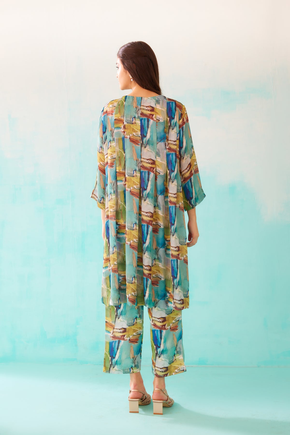 Brushstroke Printed Pleat Tunic