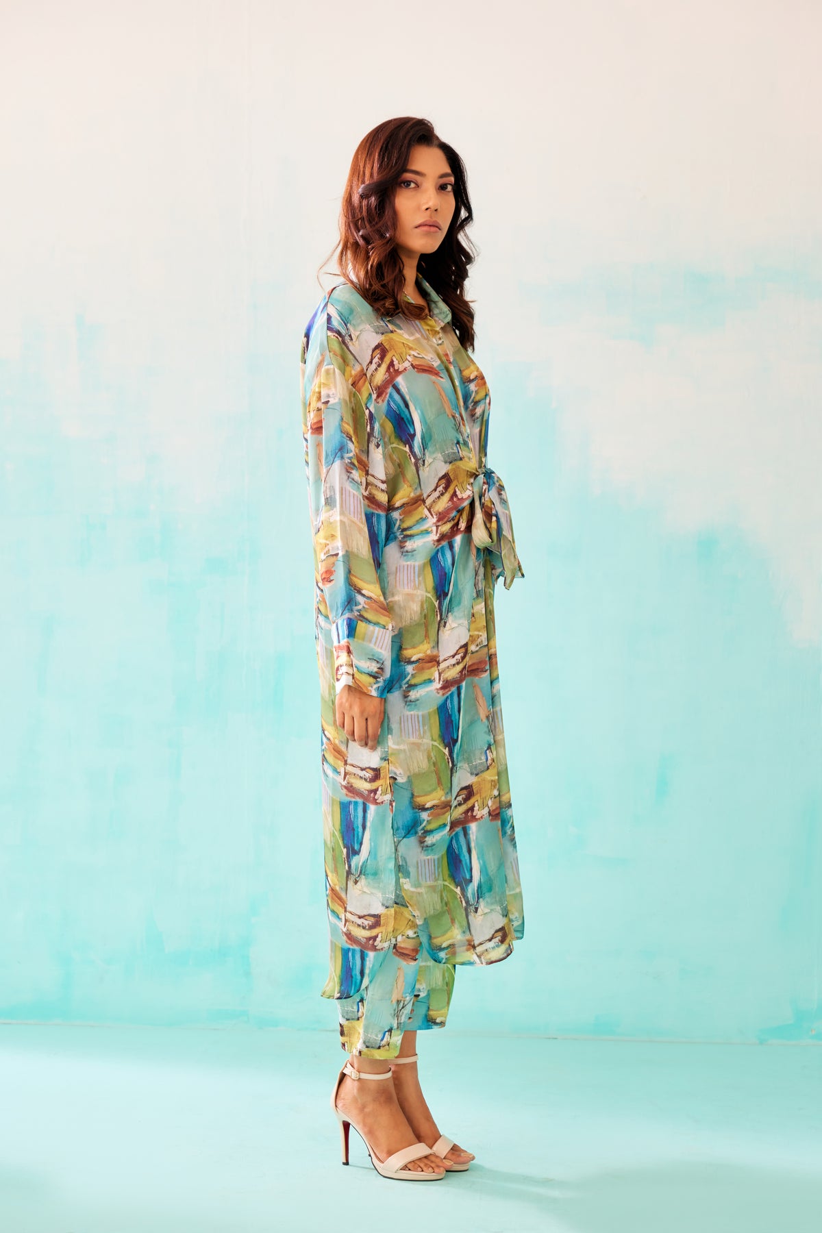 Brushstroke Printed Knot Dress