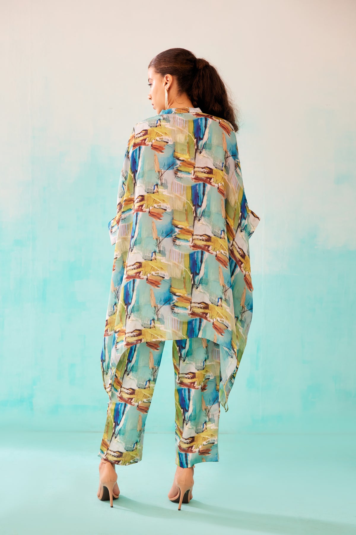 Brushstroke Printed Short Kaftan