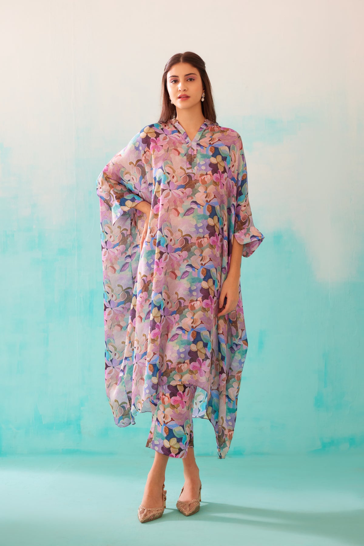 Floral Printed Long Kaftan