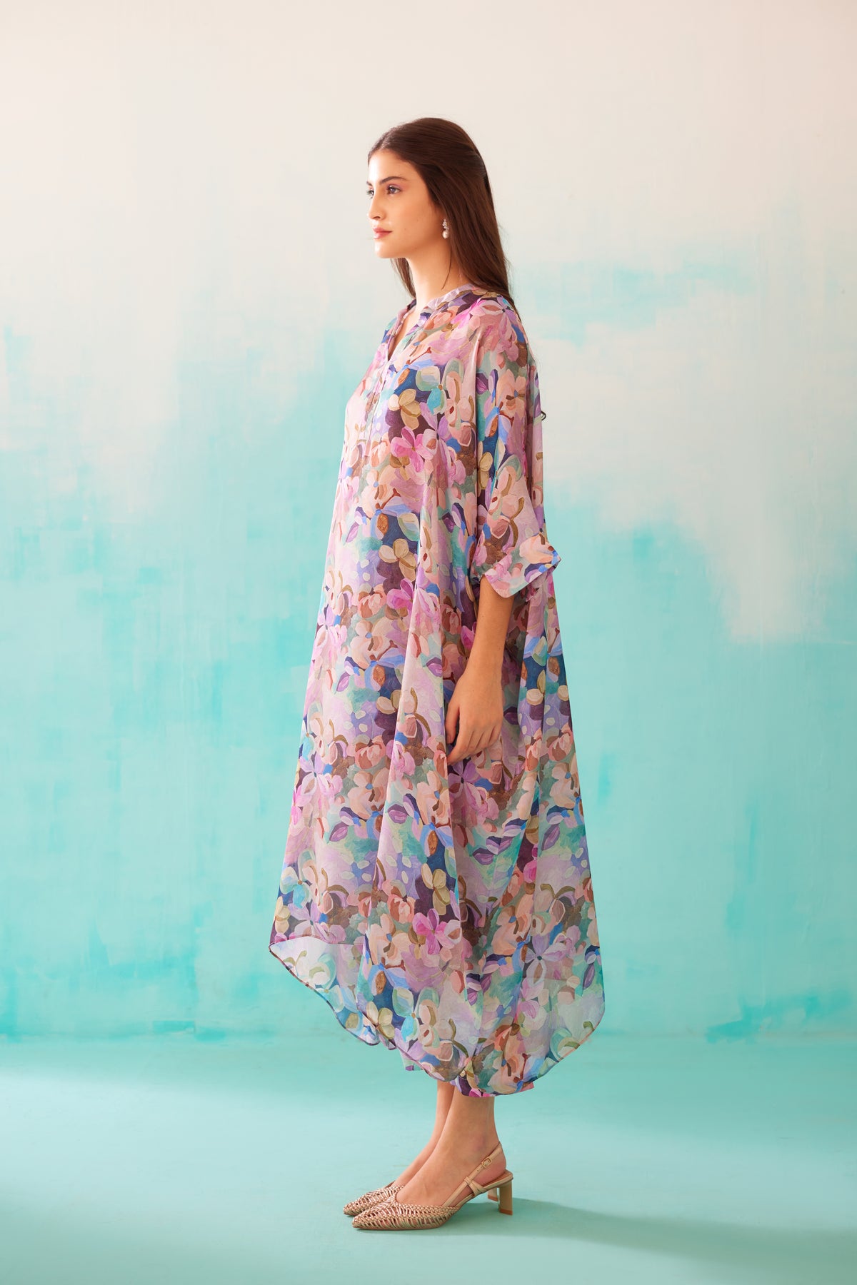 Floral Printed Long Kaftan