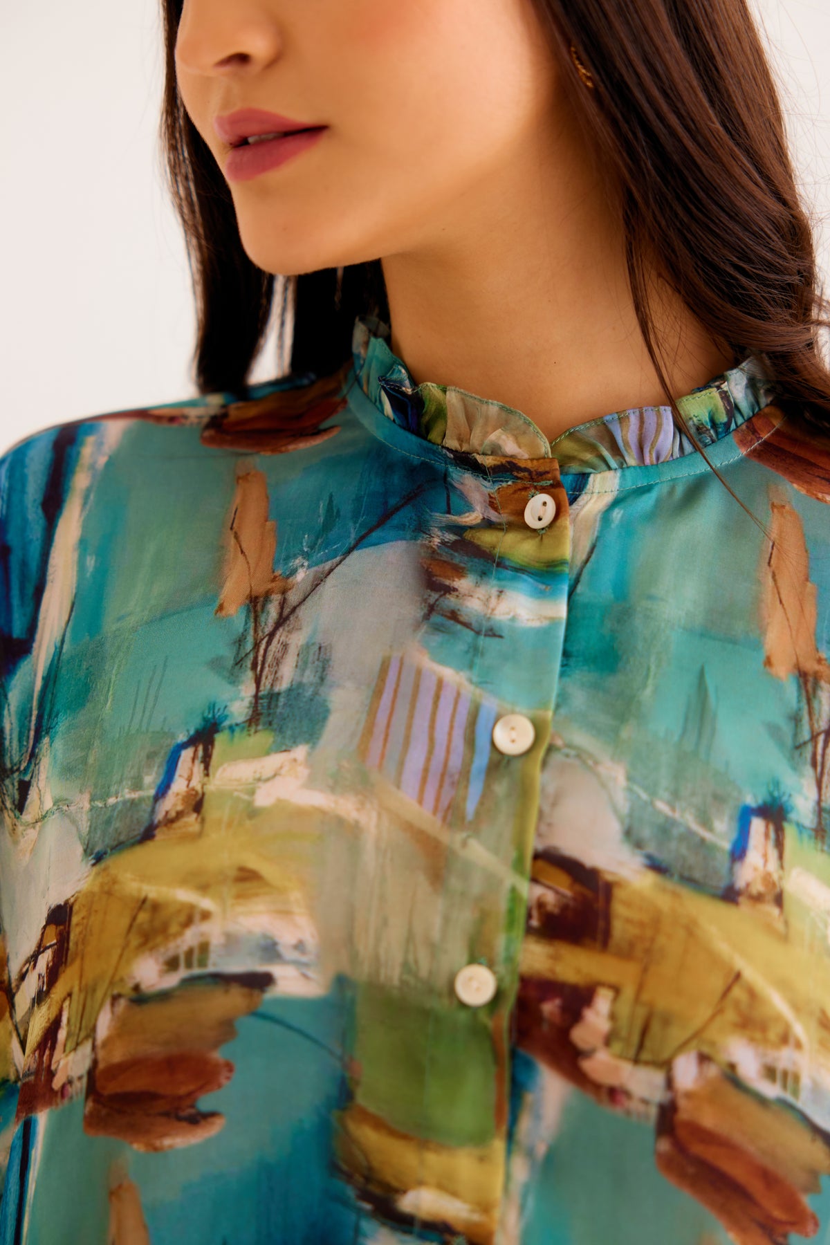 Brushstroke Printed Victorian Shirt