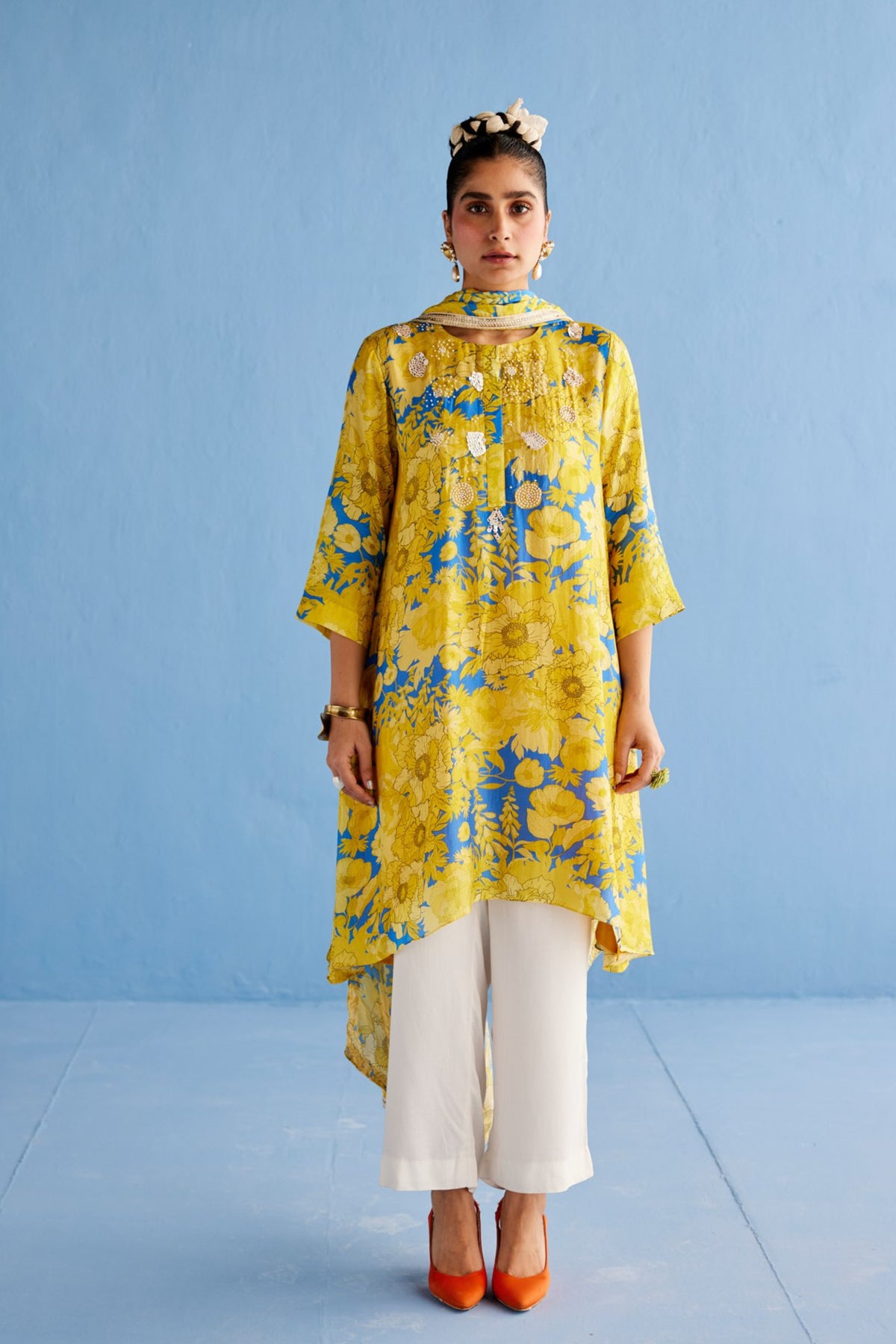 Yellow A Line Kurta Set