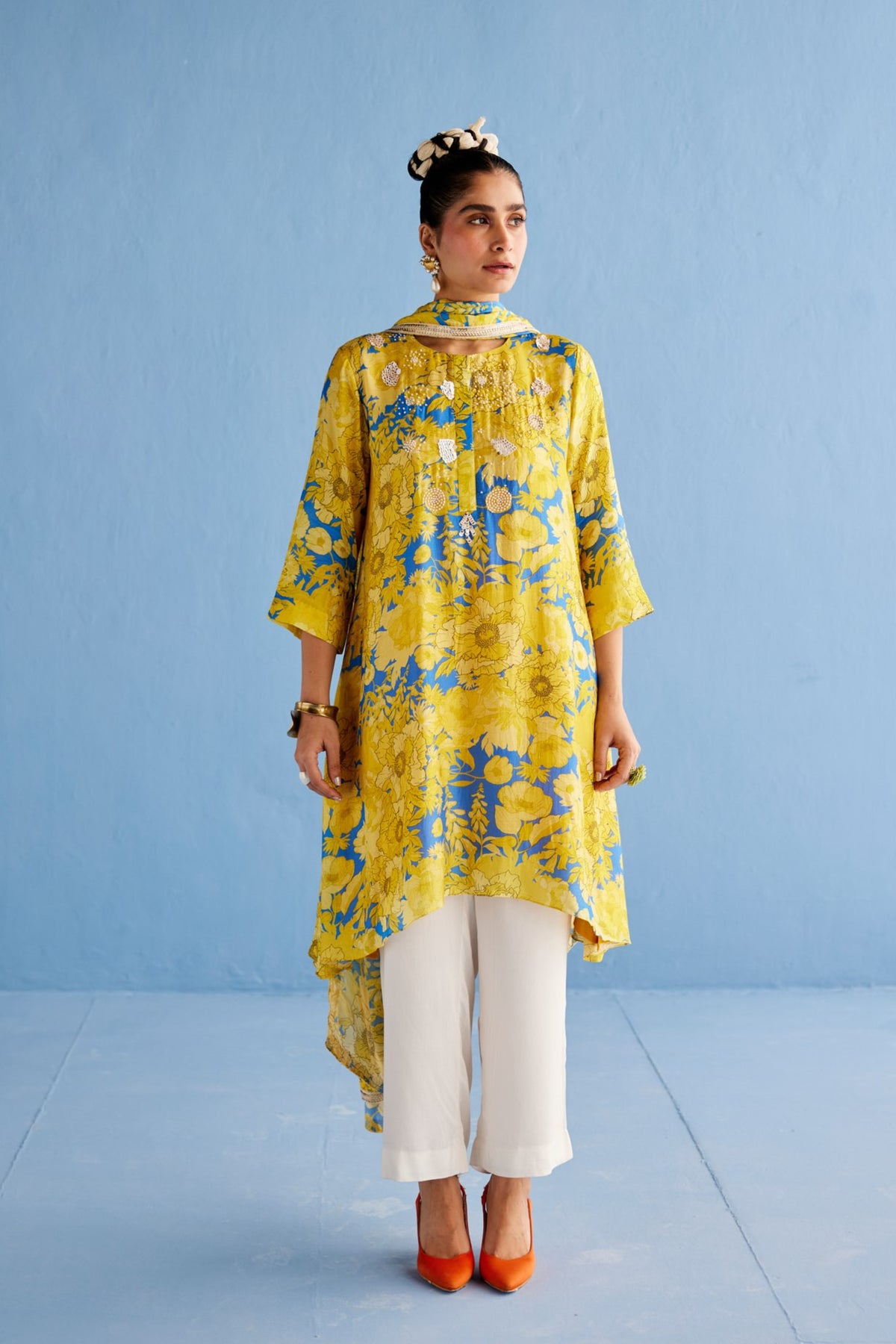 Yellow A Line Kurta Set