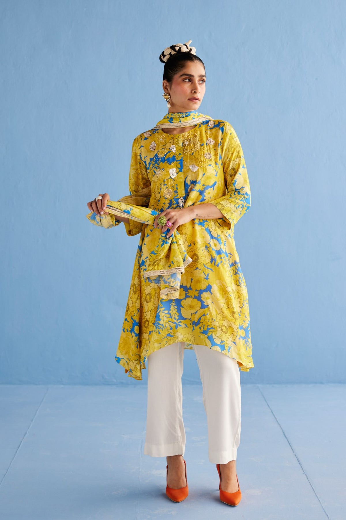 Yellow A Line Kurta Set