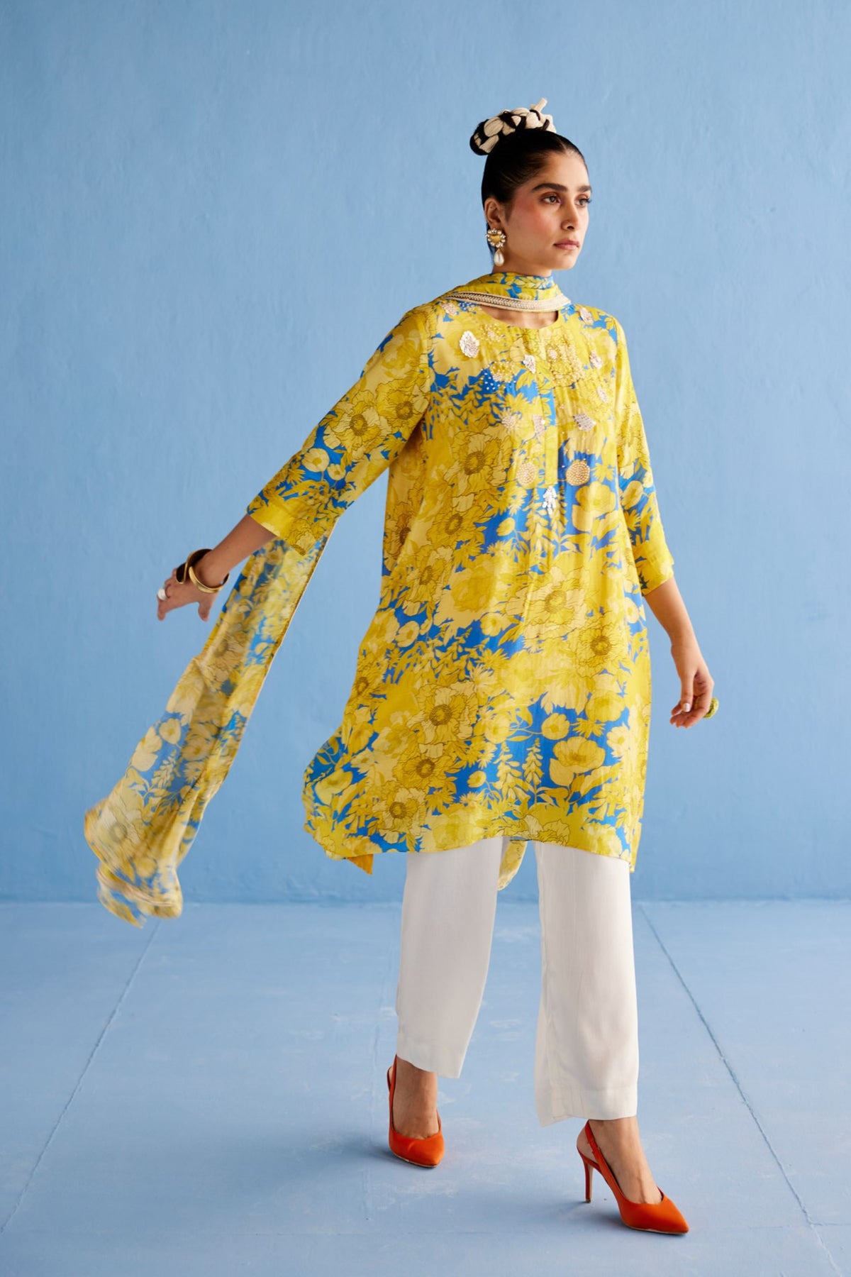 Yellow A Line Kurta Set