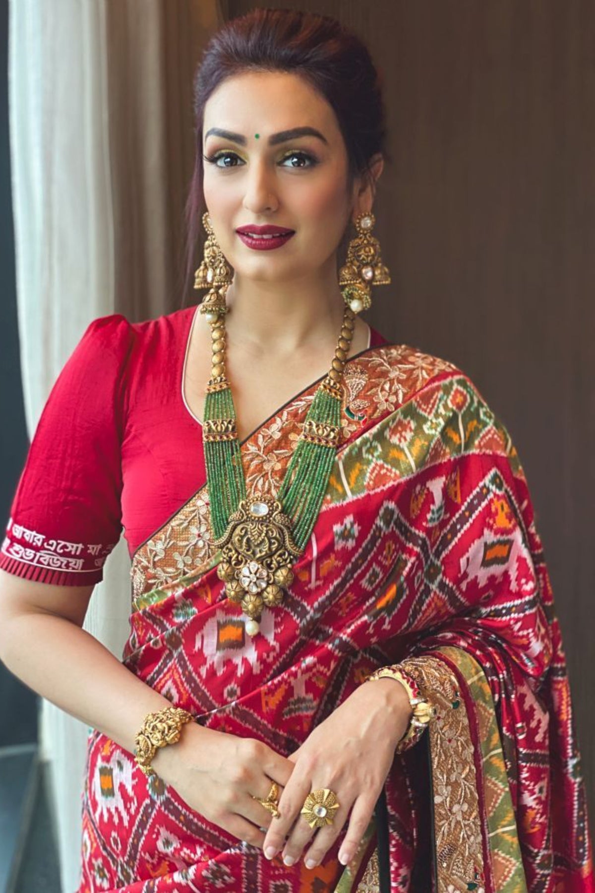 The Akriti Kakkar Red Pochampalli Ikkat Saree