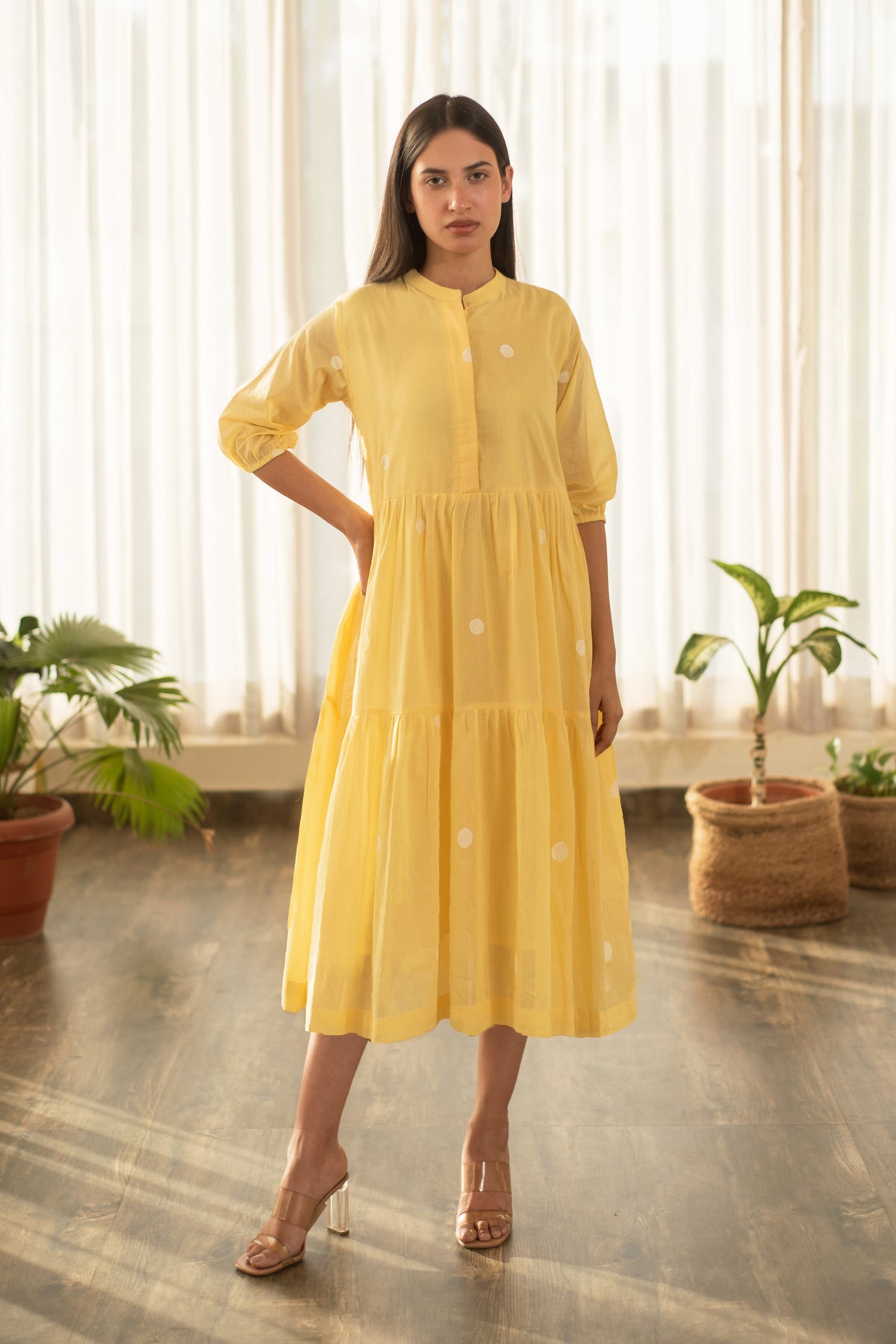 Yellow Polka Tier Dress