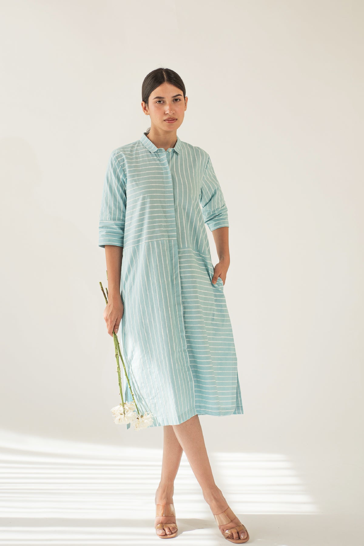 Blue Stripe Shirt Dress