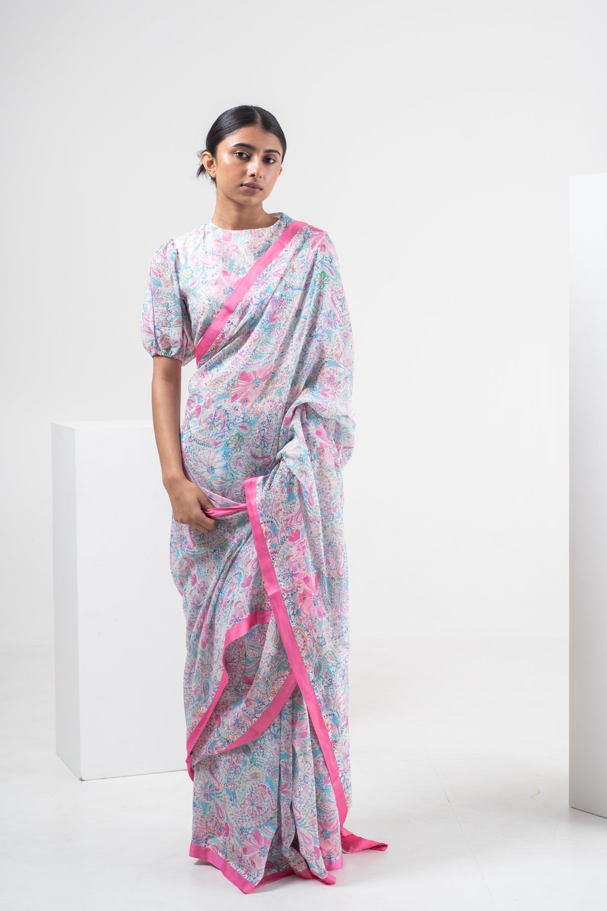 Abstract Print Chanderi Silk Saree