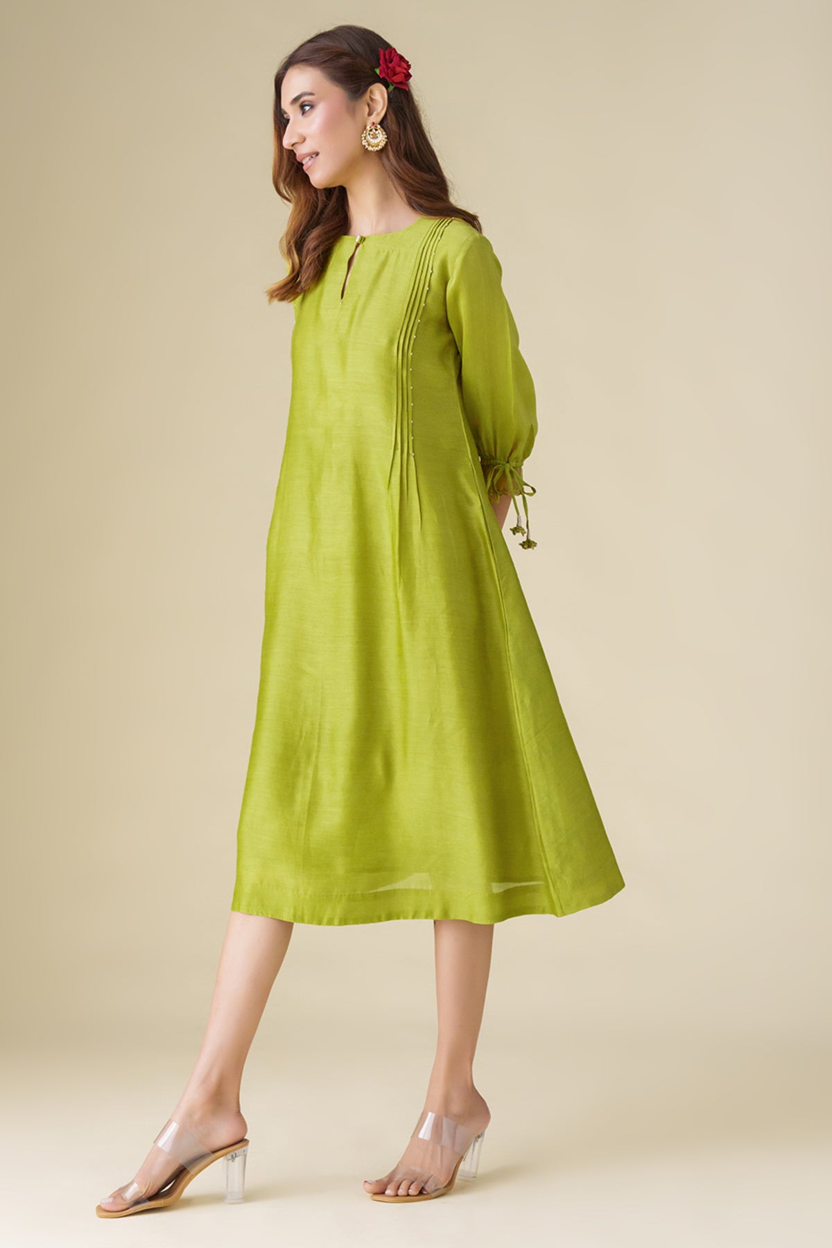 Lime Green Flowy Paavni Dress