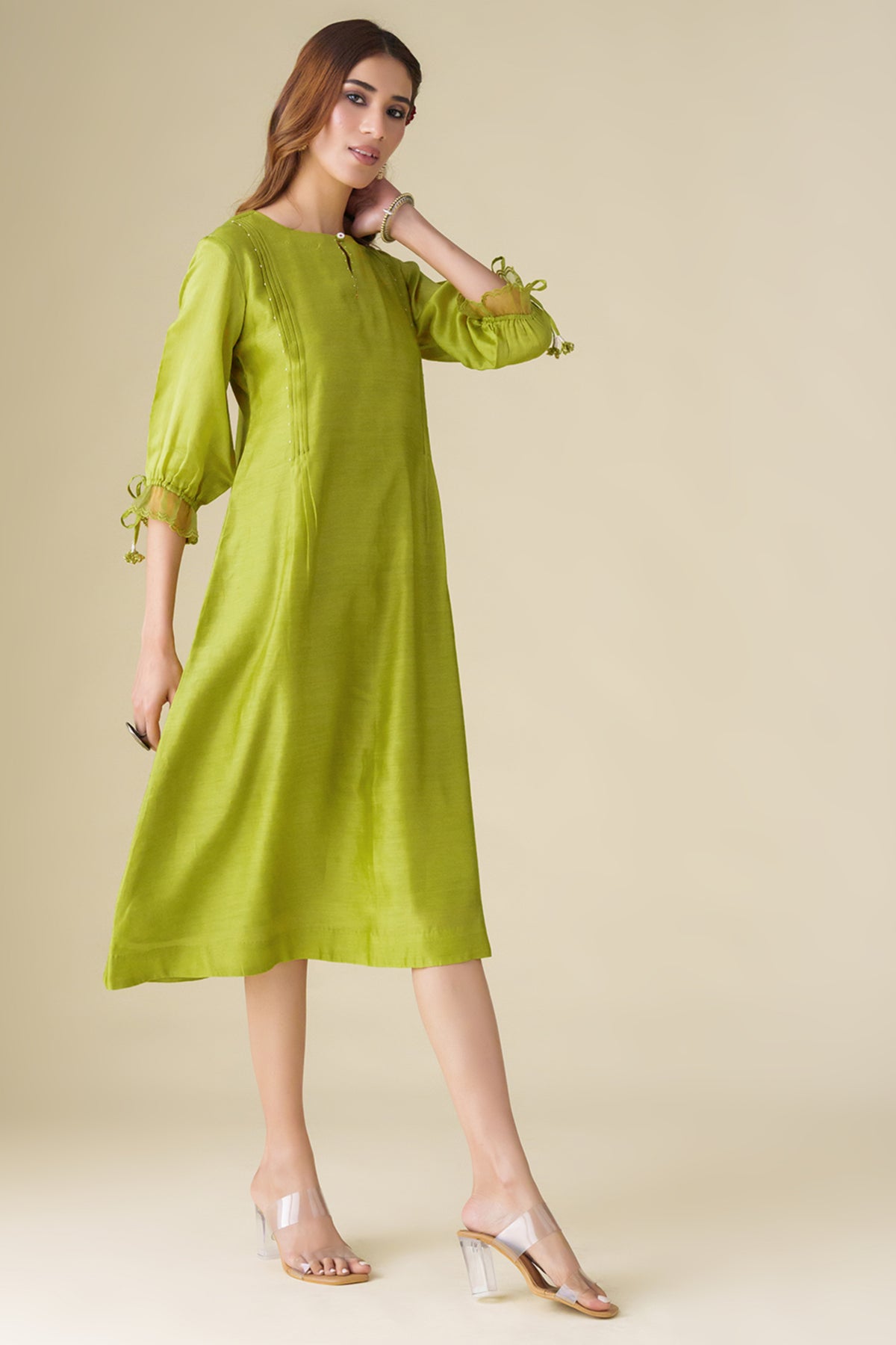 Lime Green Flowy Paavni Dress