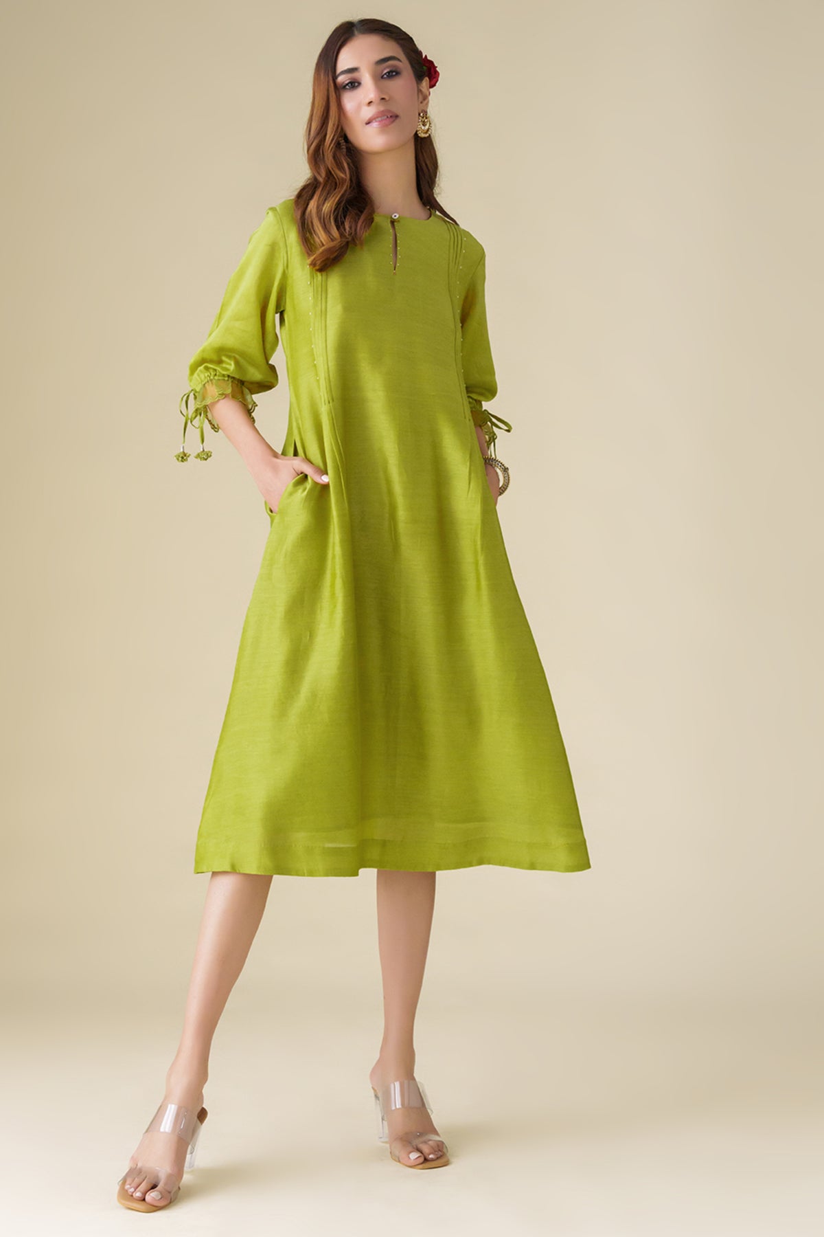 Lime Green Flowy Paavni Dress