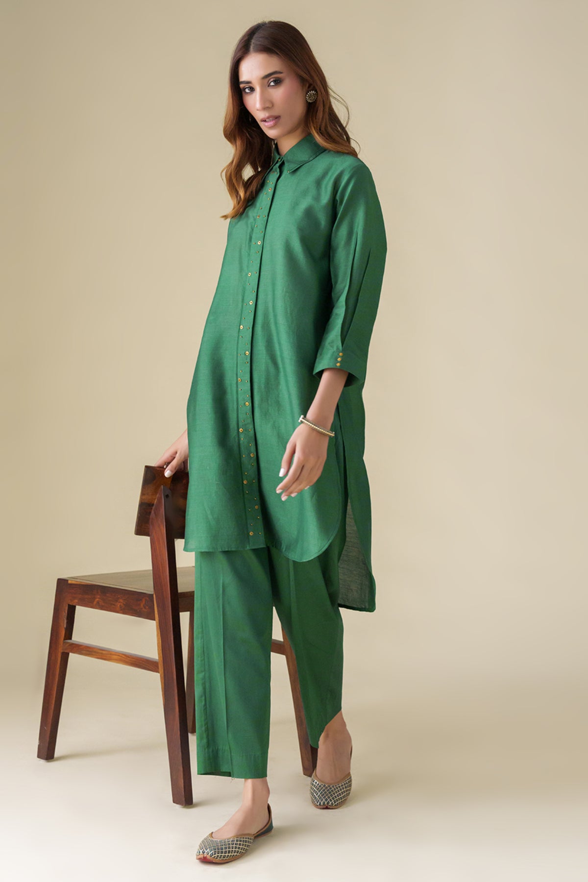 Bottle Green Prisha Tunic Set