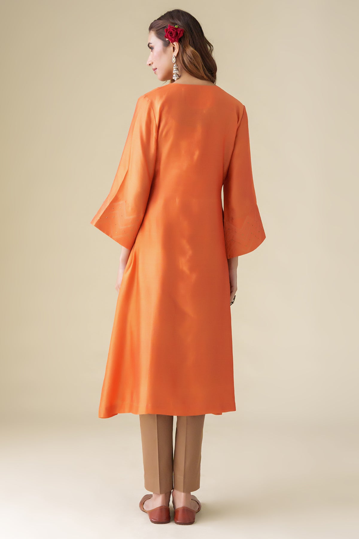 Orange Sandhya Kurta With Slip