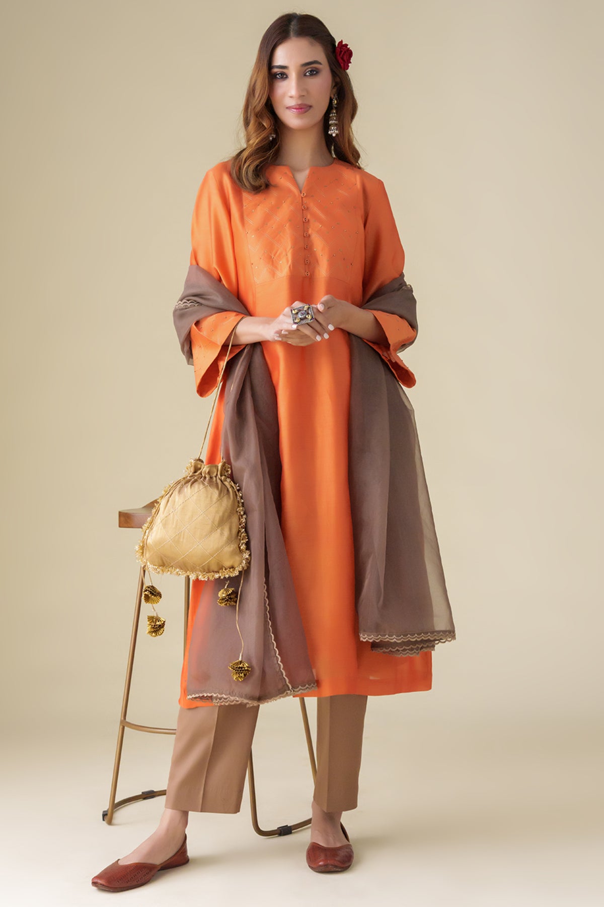 Orange Sandhya Kurta Set