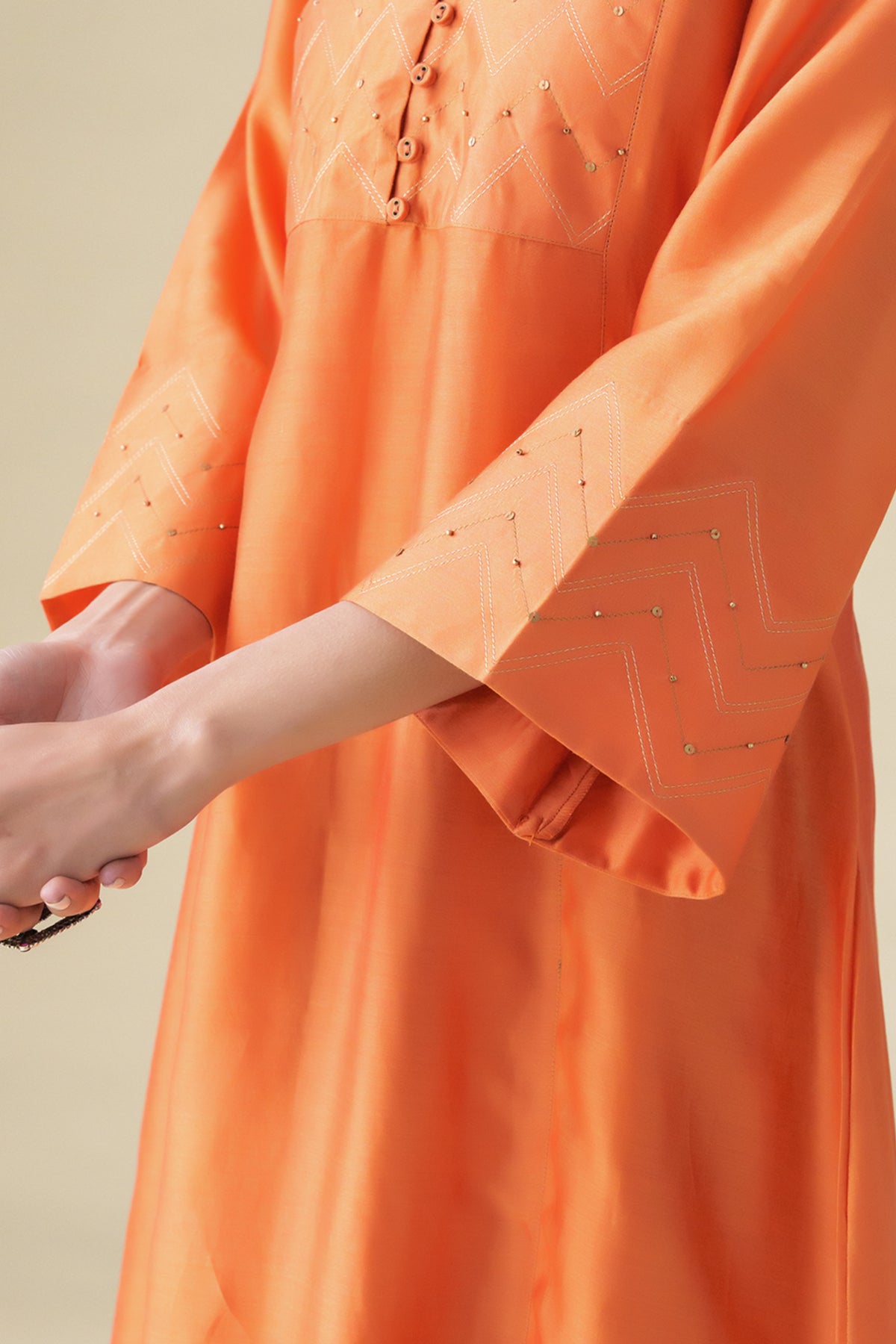 Orange Sandhya Kurta With Slip