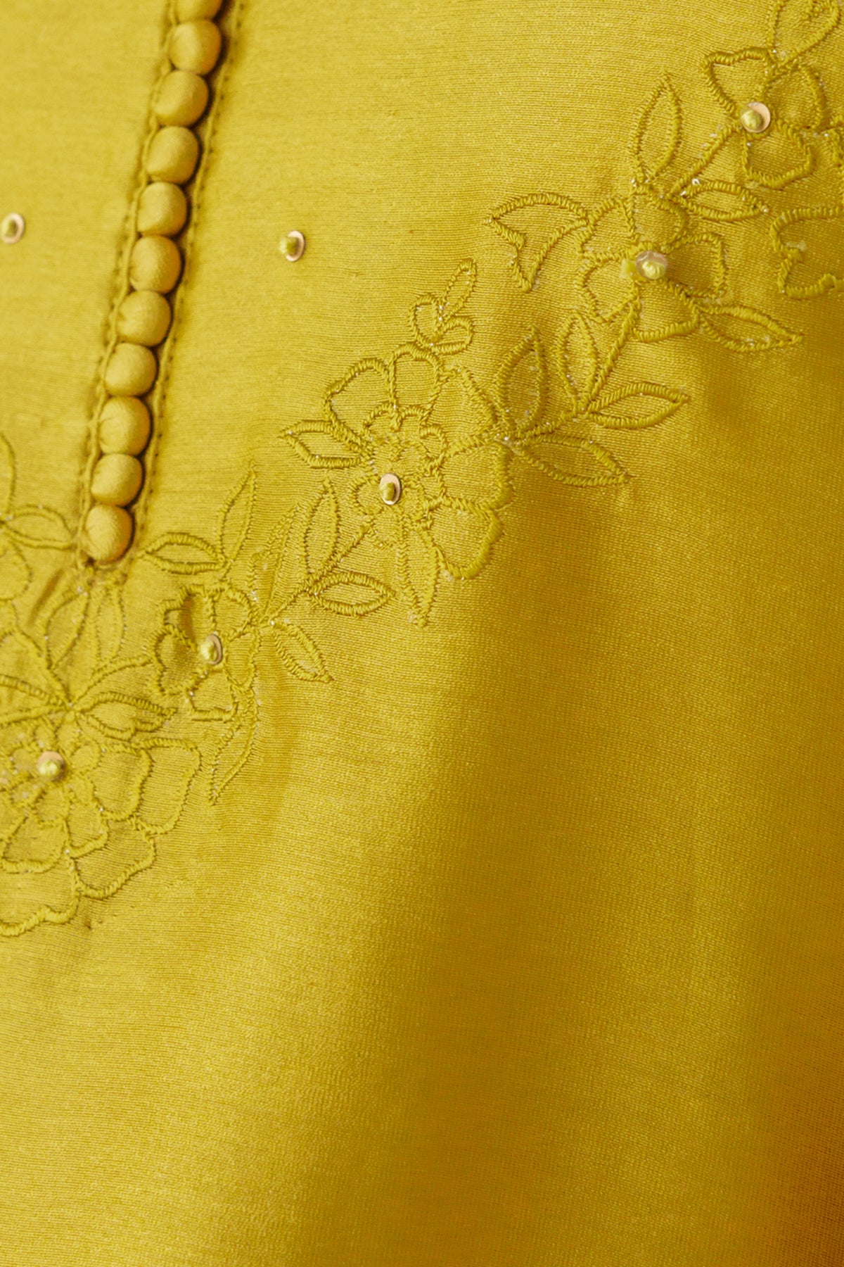 Mustard Floral Embrodeiry Sarang Kurta