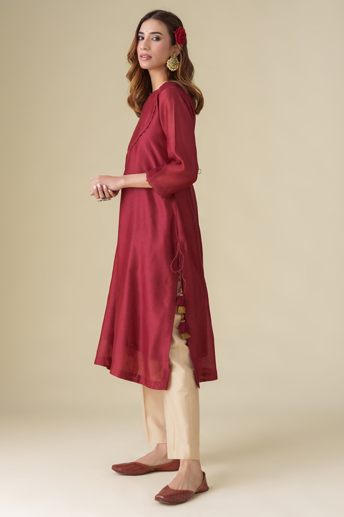 Embellished Maroon Aadhya Kurta