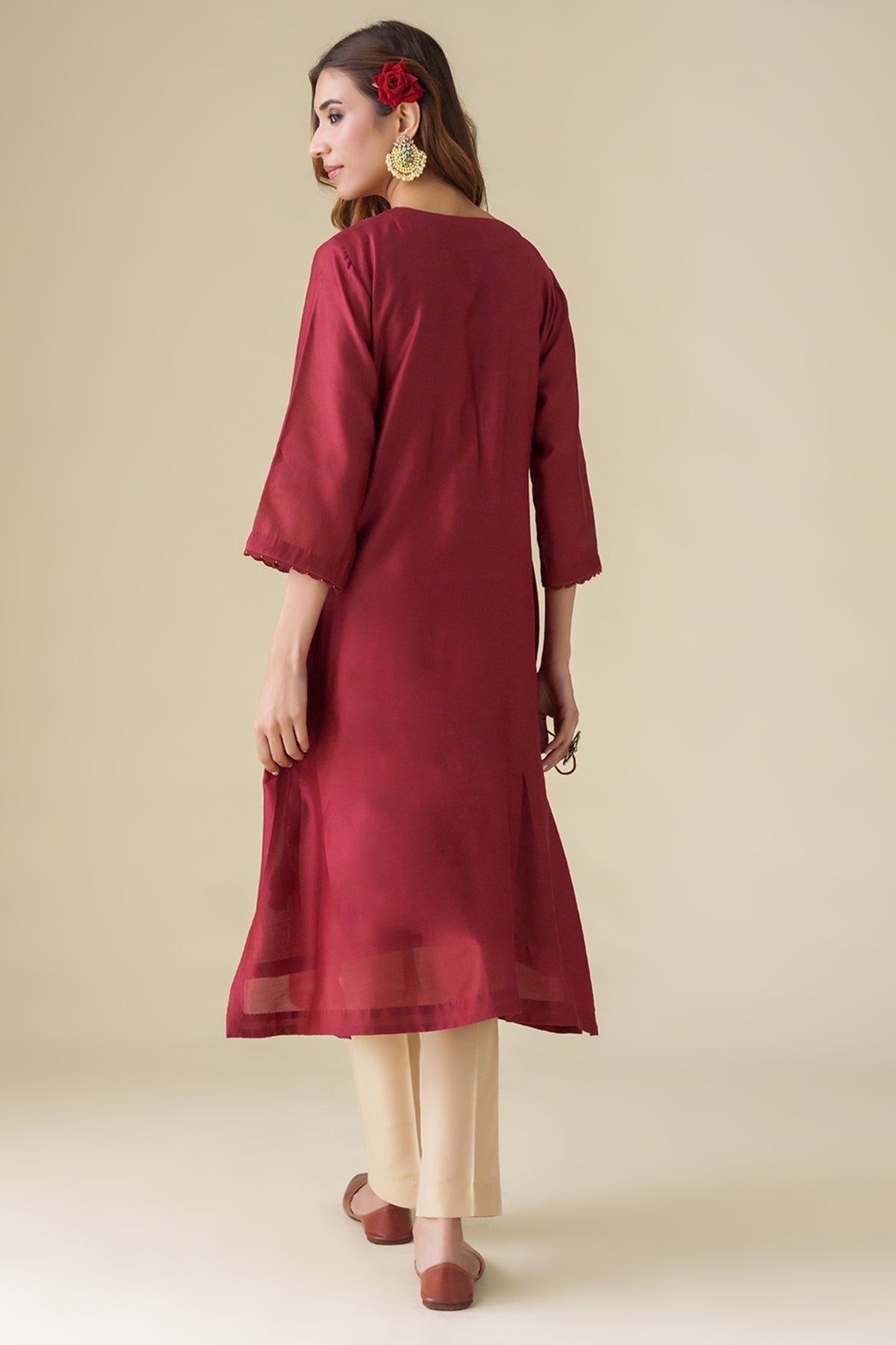 Embellished Maroon Aadhya Kurta