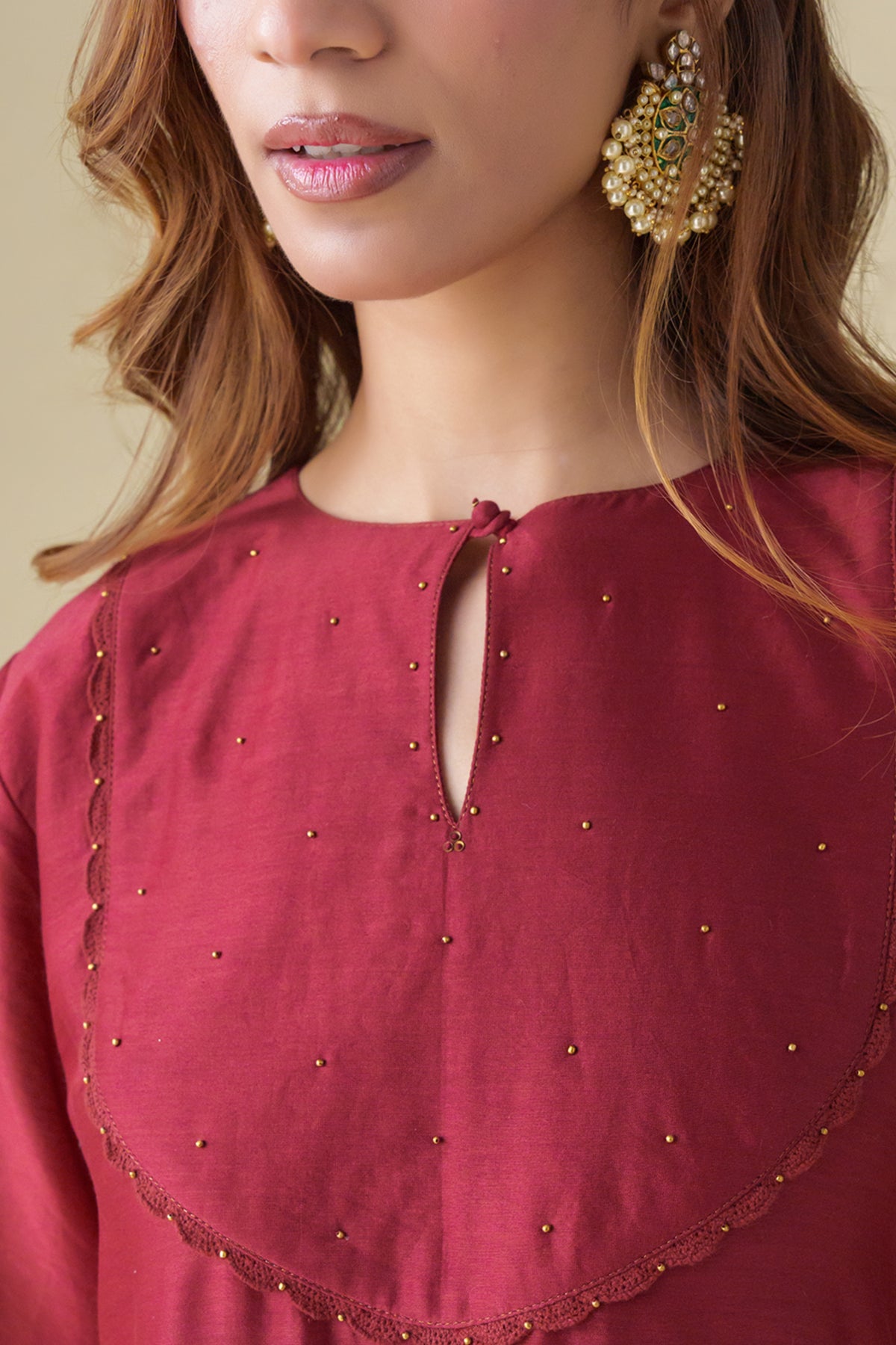 Embellished Maroon Aadhya Kurta