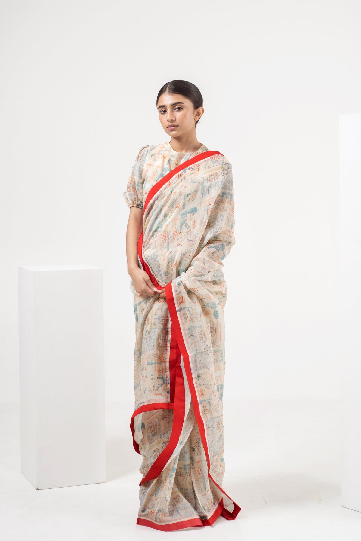 Abstract Print Chanderi Silk Saree